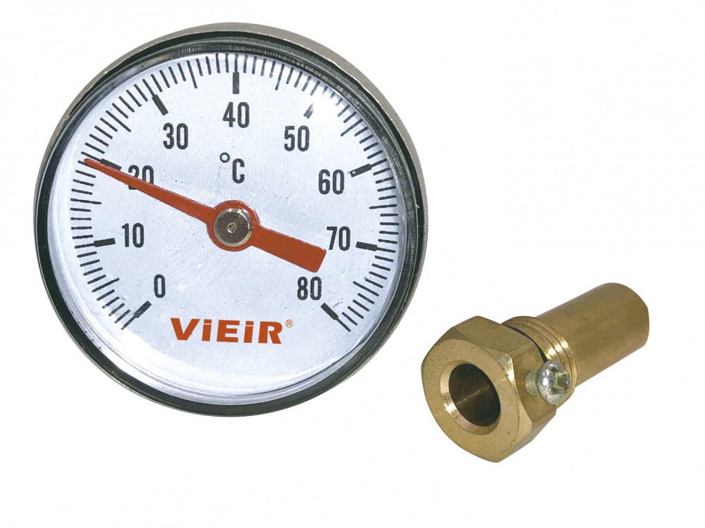 Термометр горизонтальный Ф40мм 1/4 х 80"С ViEiR (200/1шт)