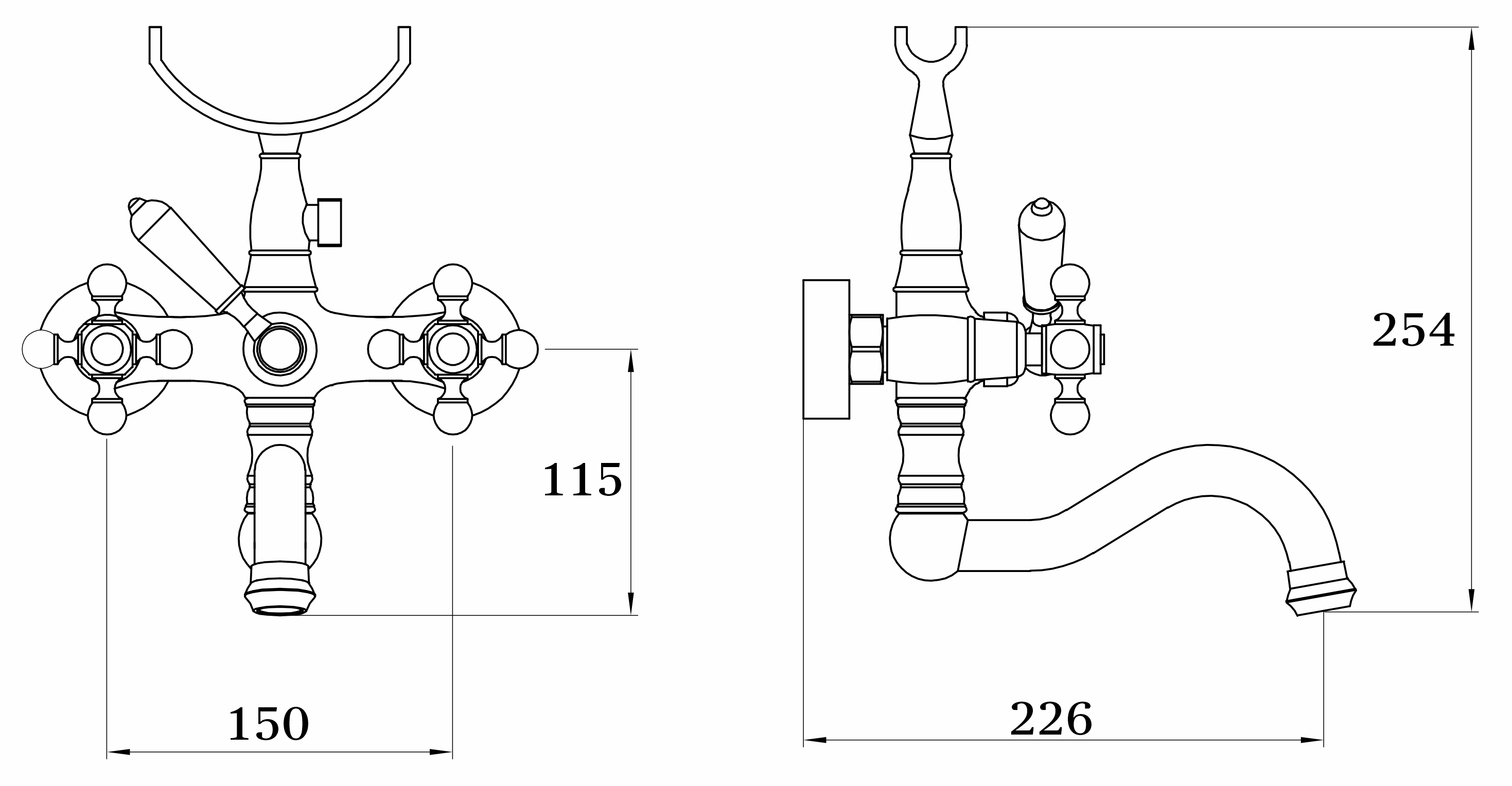 09135-E Смеситель двухвентельный  для ванны (ЗОЛОТО)  GANZER  (8/1шт)