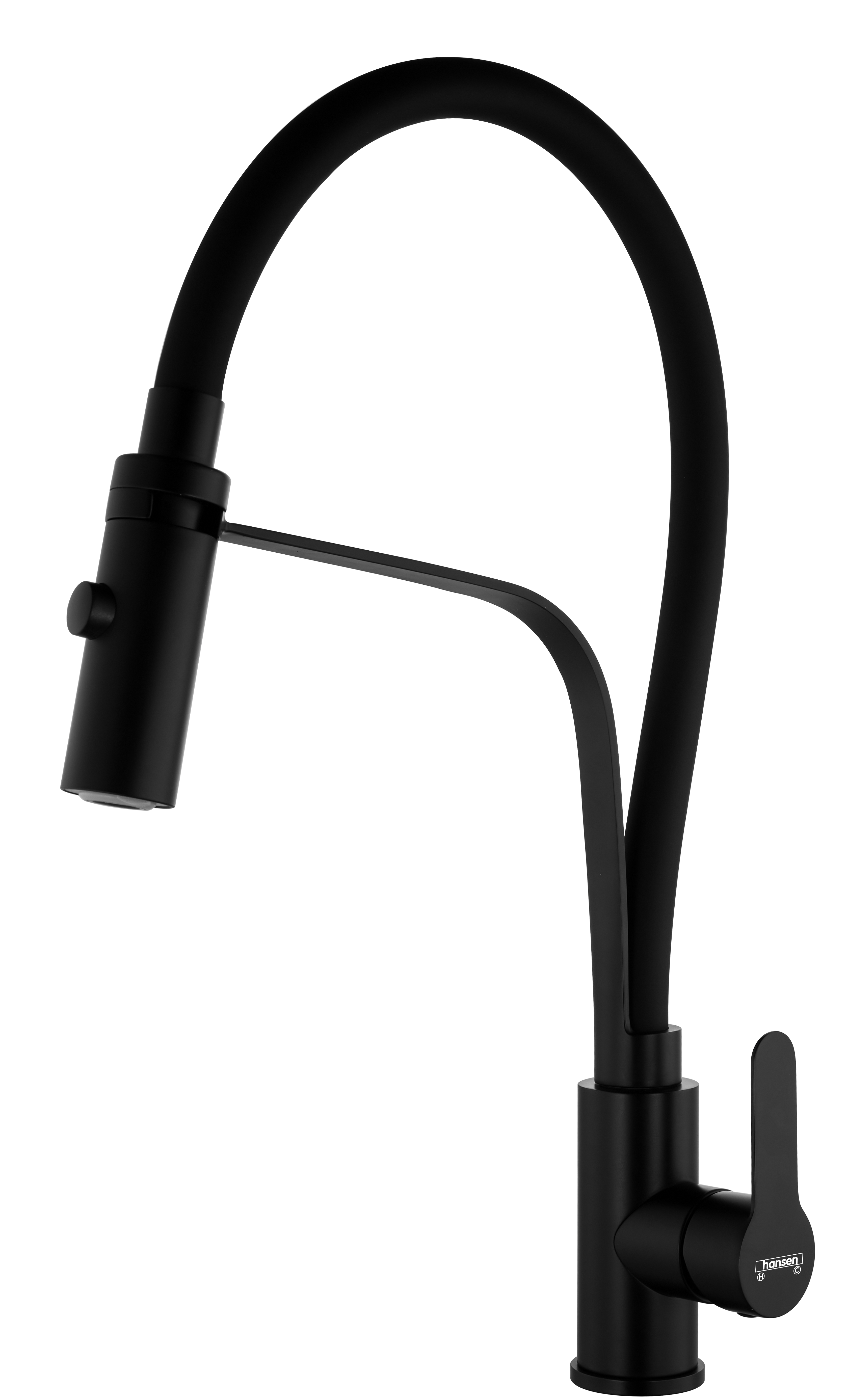 55043-CC Смес. из НЕРЖ. для кух. (ЧЕРНЫЙ с гиб. чер. изл.) HANSEN  (10/1шт)