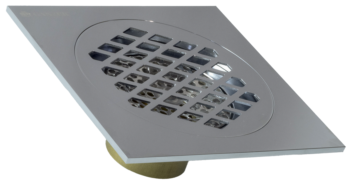 Трап прямой 15 х 15  (ХРОМ)  GANZER  (24/1шт)