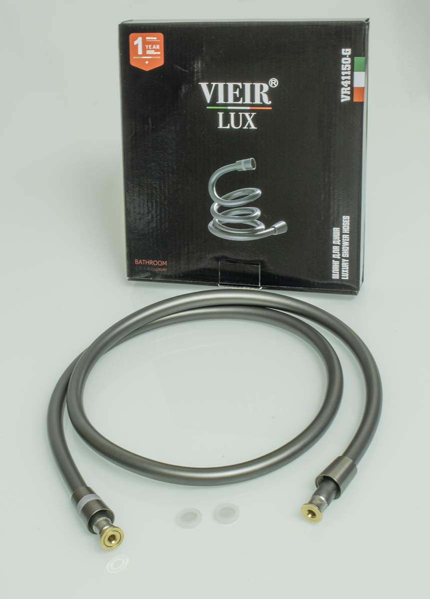 Шланг для душа 200см, СИЛ., 360° (ГРАФИТ) ViEiR  (50/1шт)