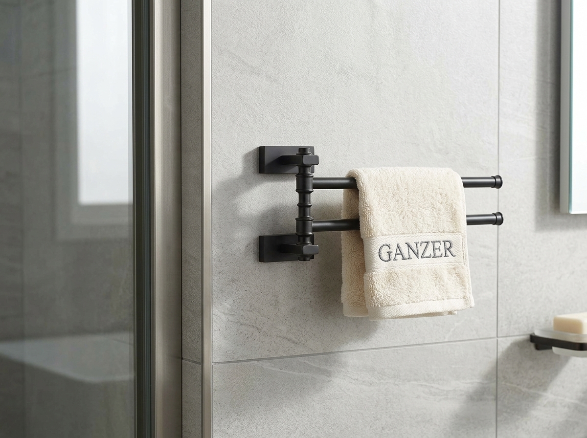 88012-C П/держатель поворот. 2-ной (ЧЕРНЫЙ) GANZER (10/1шт)