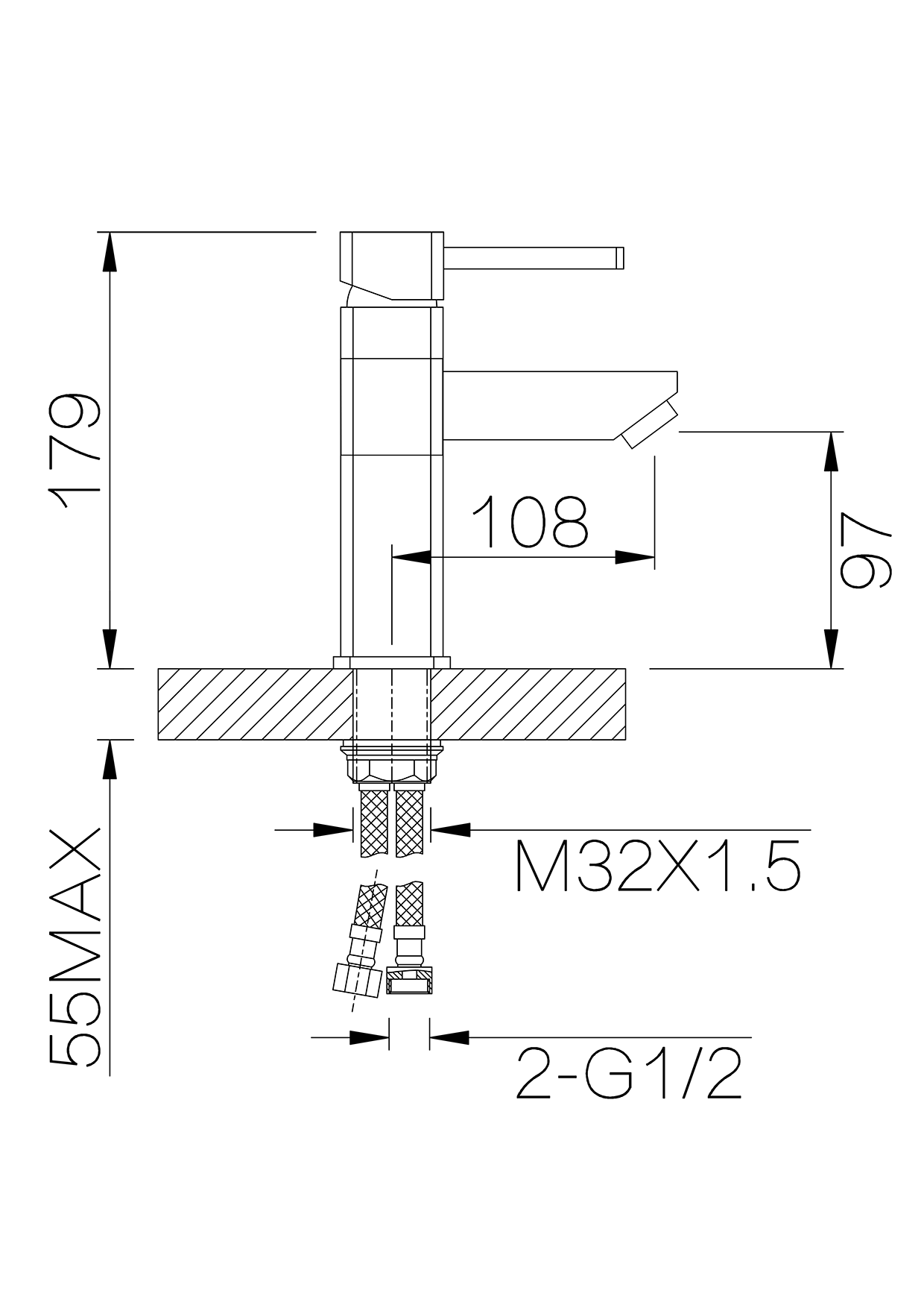 05013 Смеситель для умывальника ПОВОРОТ. "GANZER"  (10/1шт) Л/К