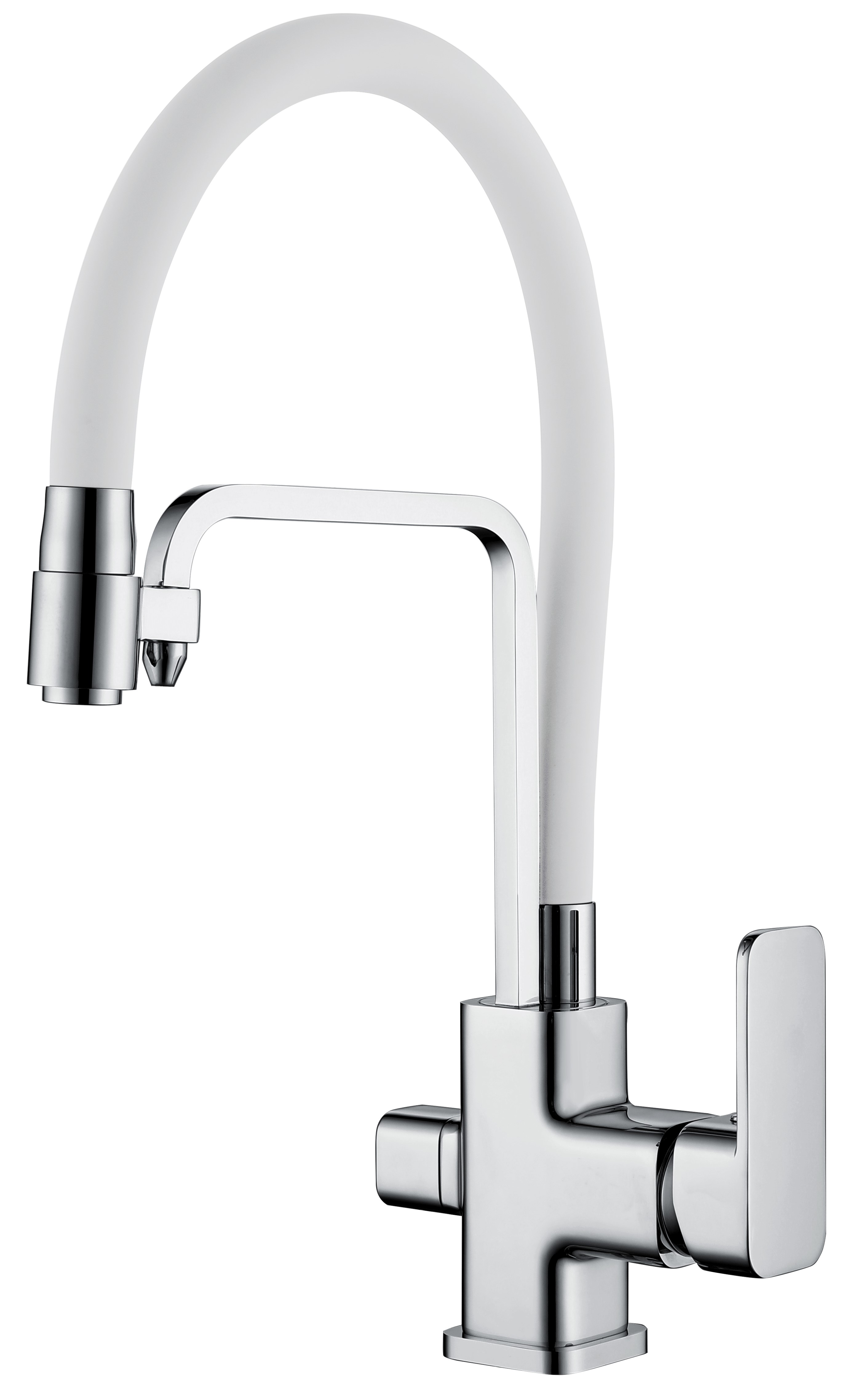 12026-F Смес. для кухни с гибким шлангом и под фильтр (БЕЛЫЙ) GANZER (10/1шт) Л/К