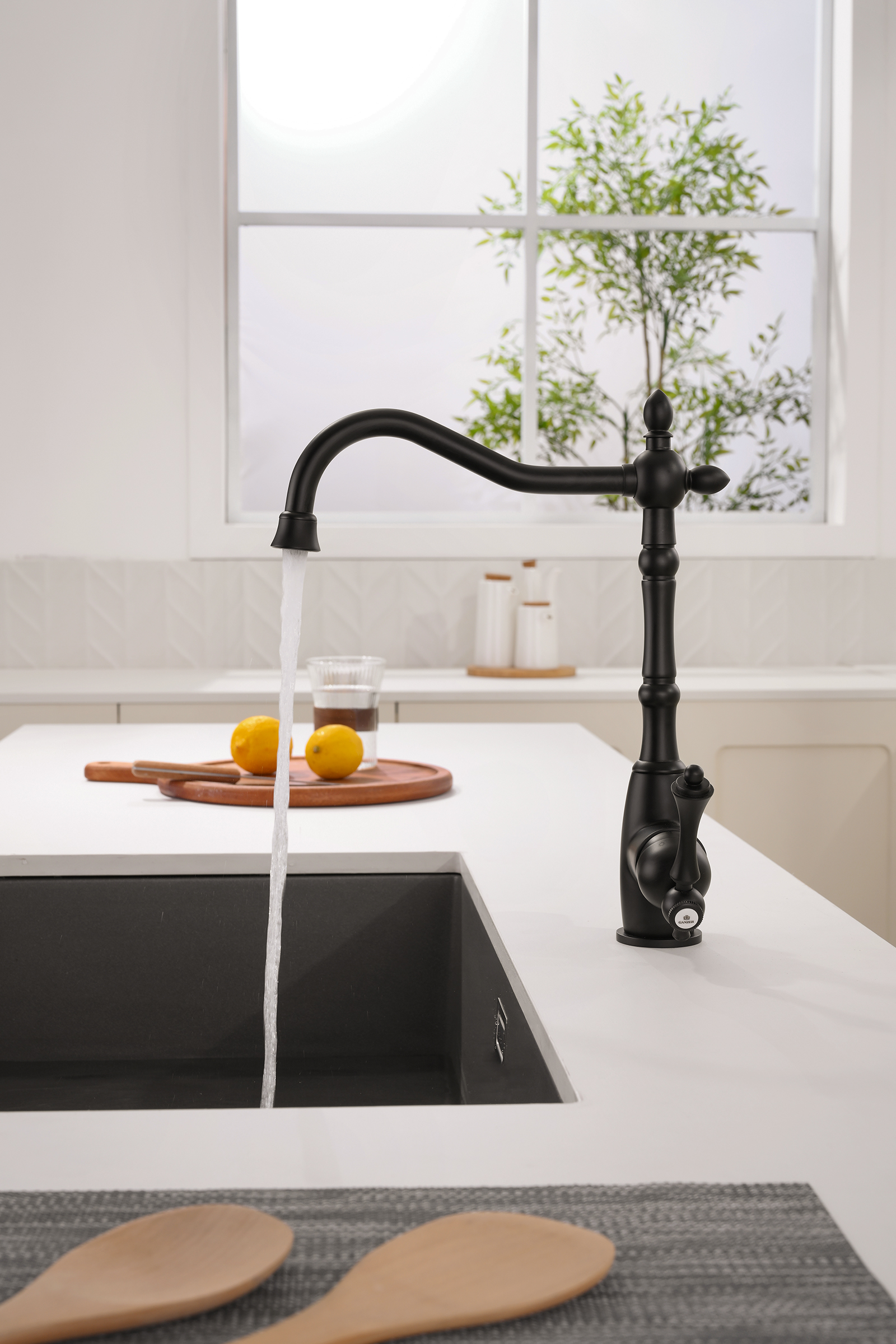 77122-C Смеситель для кухни с под. филь. (ЧЕРНЫЙ) GANZER  (10/1шт)