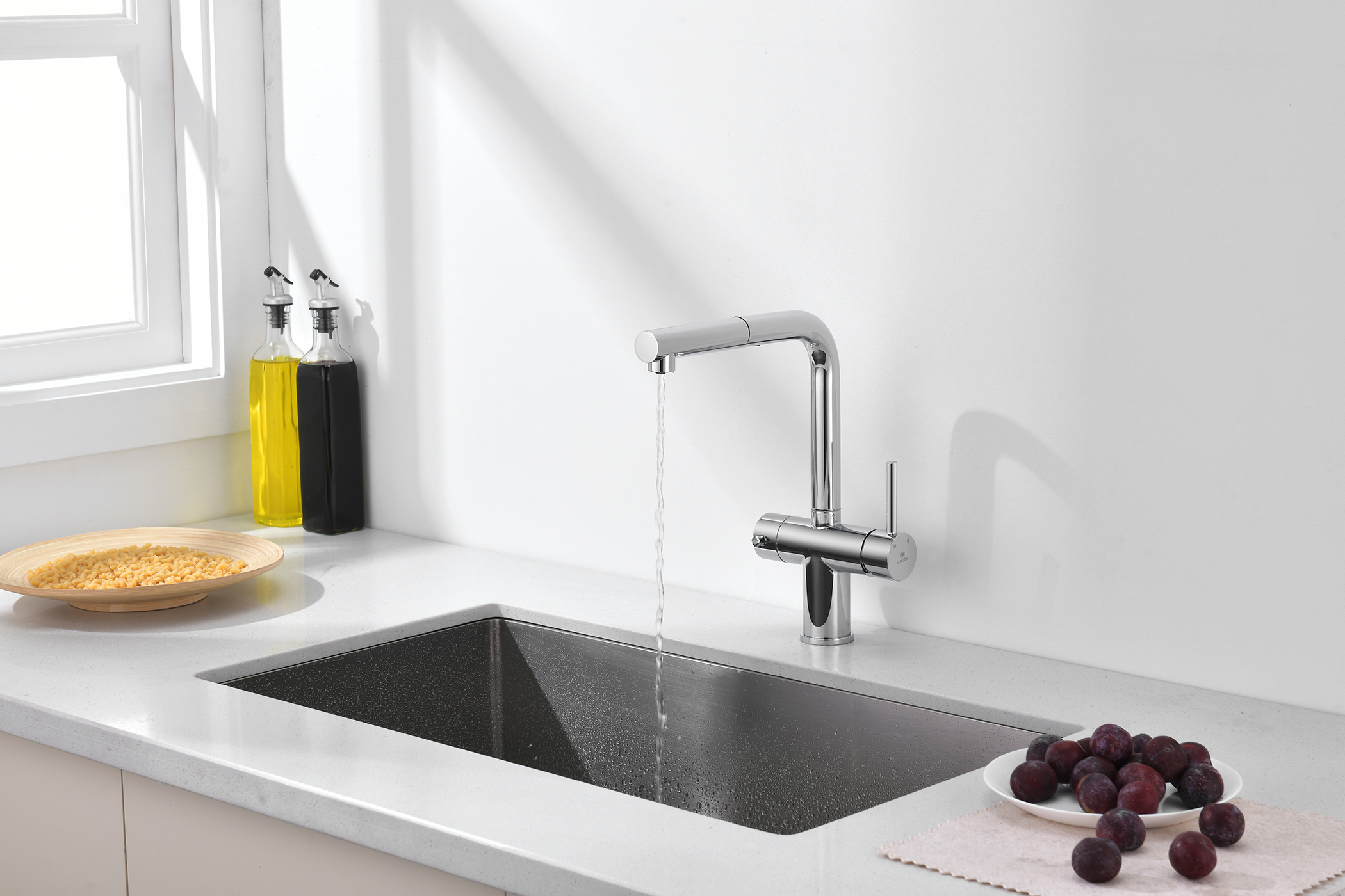 16036 Смес. од. для кухни с ВЫД. лейкой и подк. ФИЛЬТ. (ХРОМ)  GANZER (10/1шт)