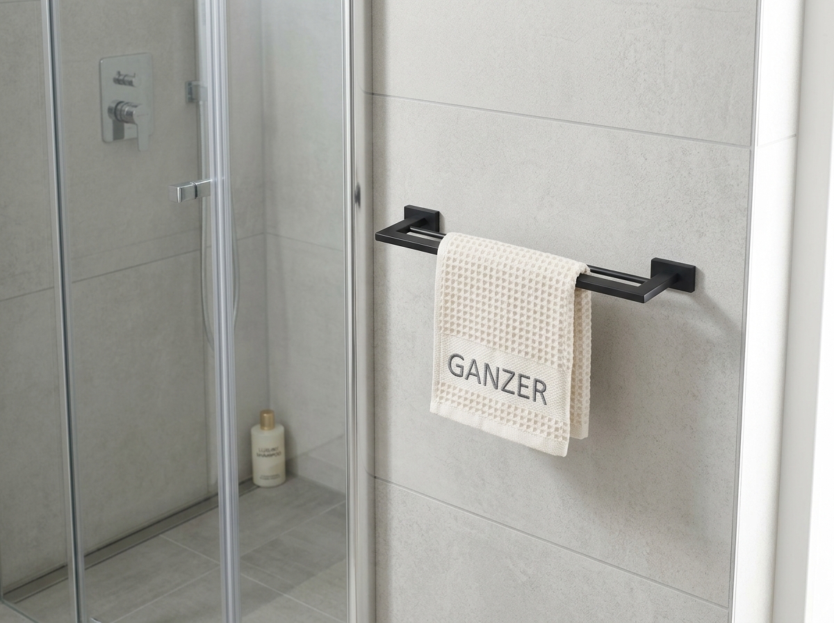 88071-C Держатель 2-ой для полотенца 55 см. (ЧЕРНЫЙ) GANZER (10/1шт)