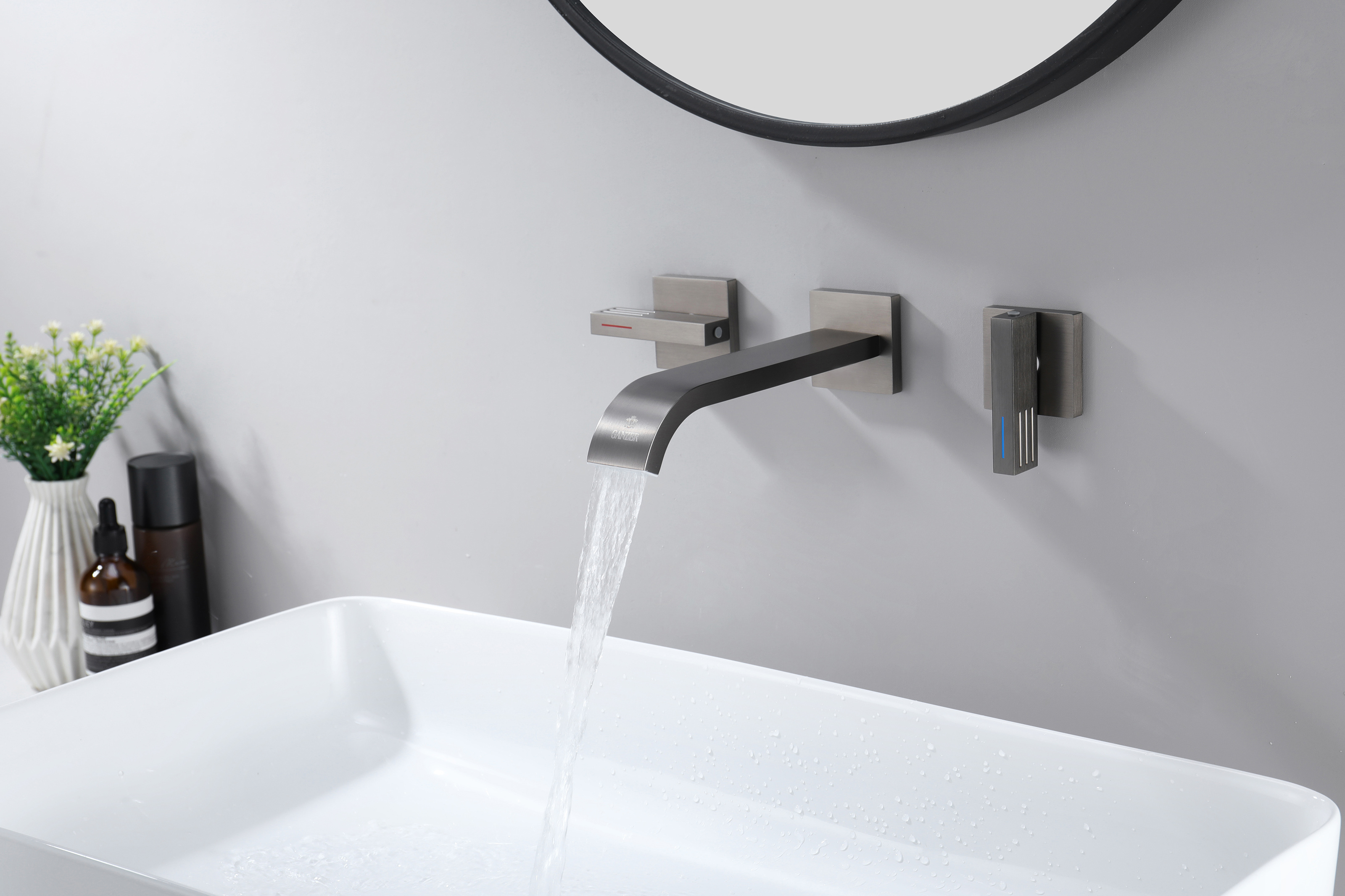 01144-Q Смеситель встраиваемый для раковины (ГРАФИТ) GANZER (8/1шт)