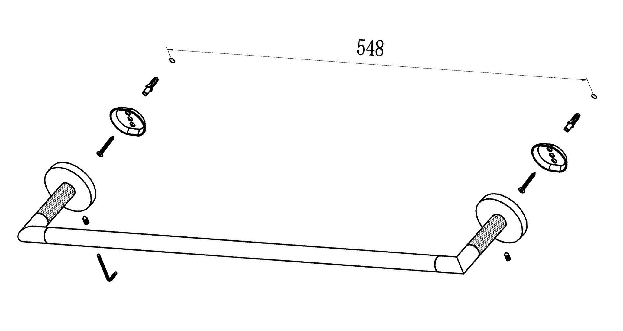 19570-S Держатель для полотенца 55 см. (Мат. Золото)  GANZER (10/1шт)
