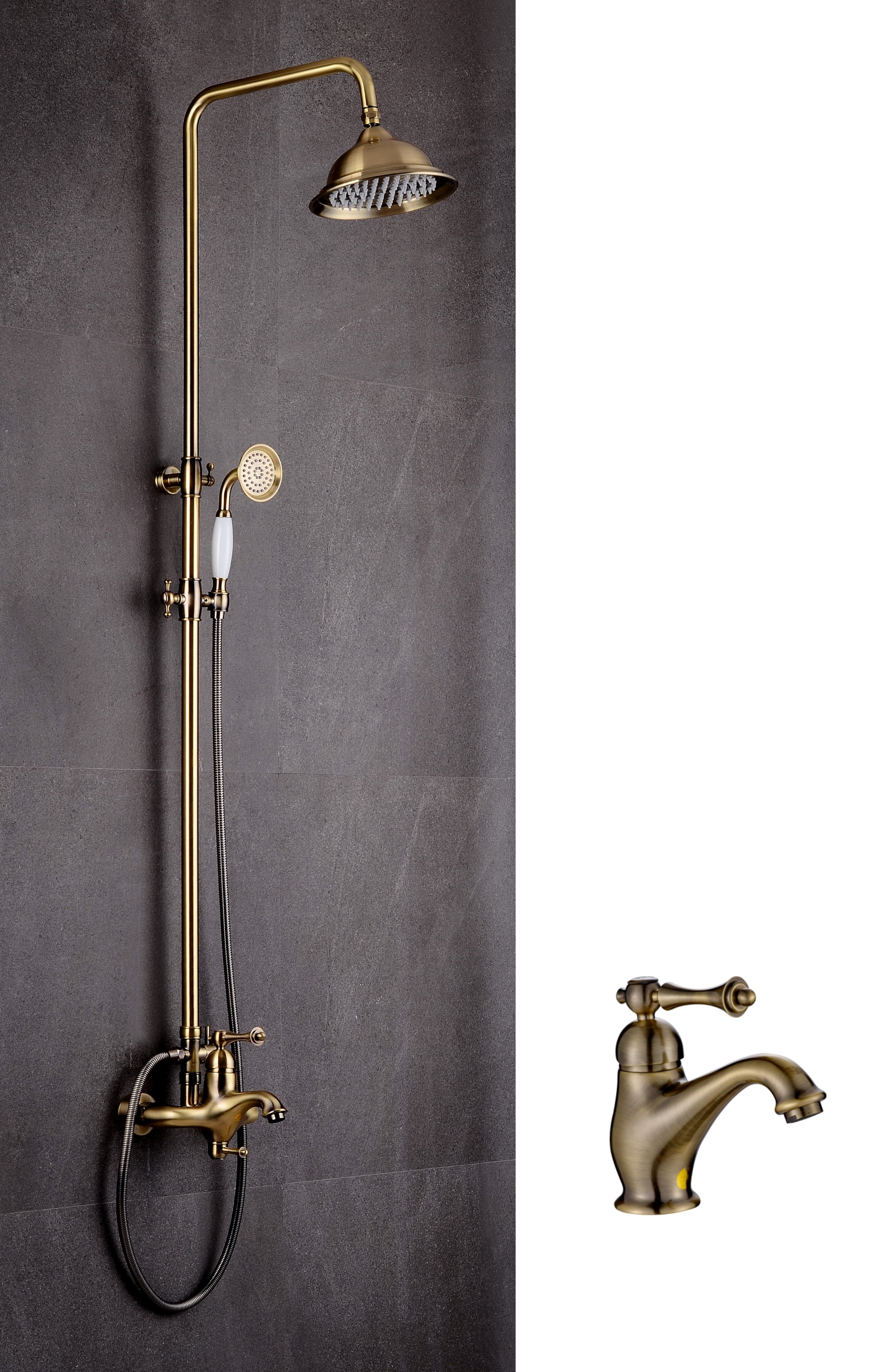 77067-D Душевой релинг с раковиной (БРОНЗА)  GANZER  (4/1шт) Л/К