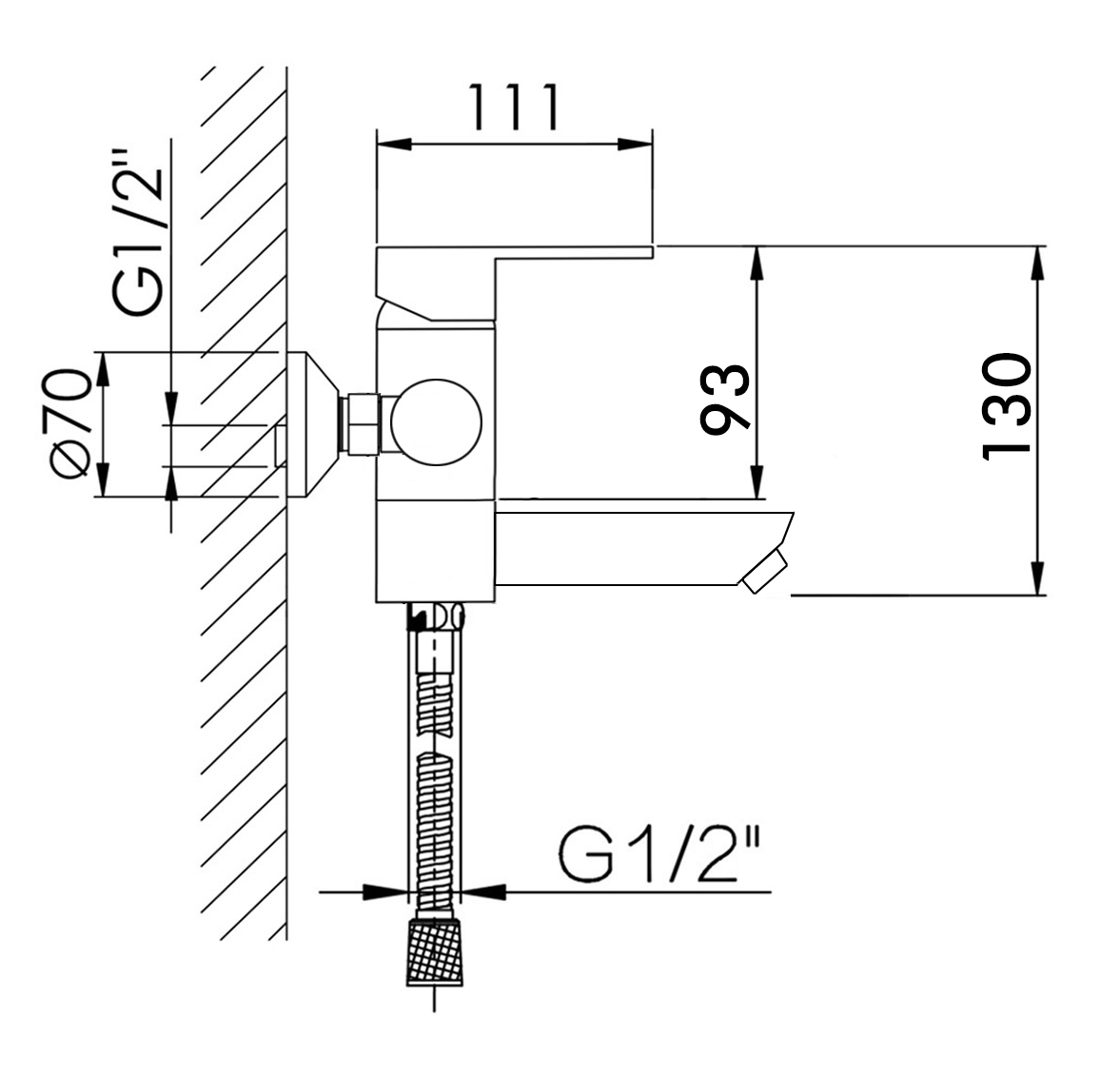 30032-G Смес. од. из НЕРЖ. для ванны (САТИН) HANSEN  (8/1шт)