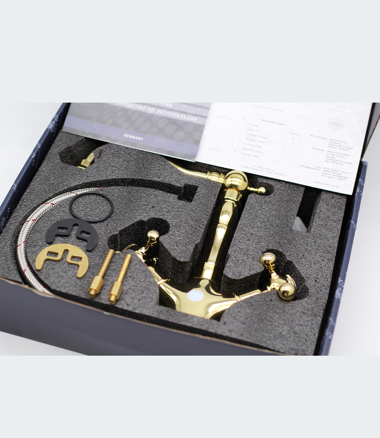 09112-E Смеситель двухвент. для умыв. (ЗОЛОТО)  GANZER (10/1шт)