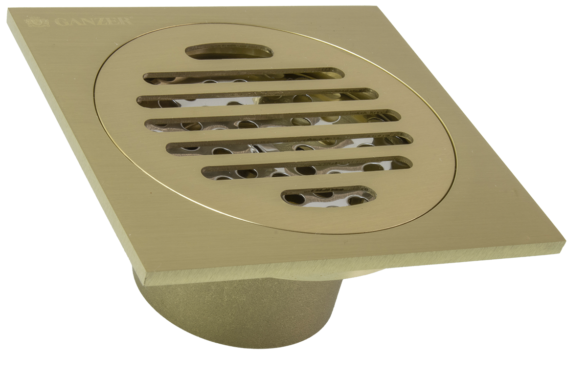 Трап прямой 10 х 10  (МАТ. ЗОЛОТО)  GANZER  (60/1шт)