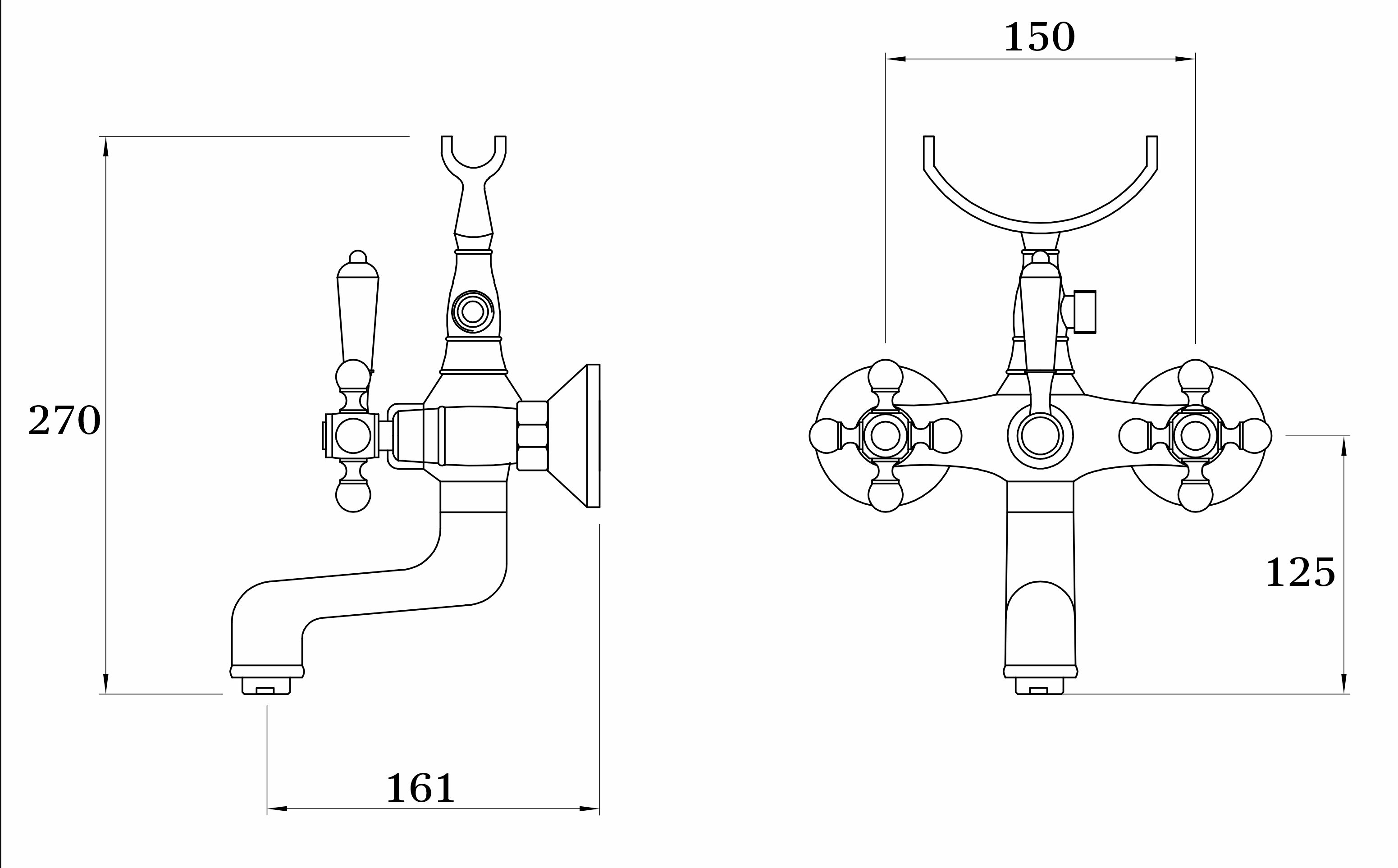 09032-D Смеситель 2-ух руч. для ванны БРОНЗ GANZER  (6/1шт) Л/К