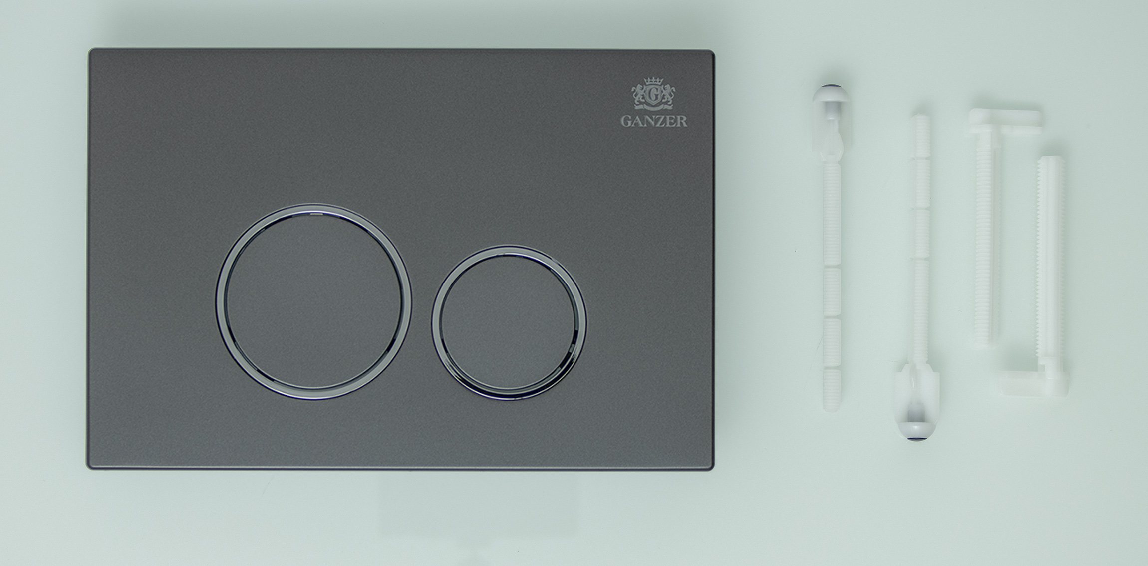 Кнопка для инсталляции с  КРУГ. клав. (ГРАФИТ)  GANZER  (24/1шт)