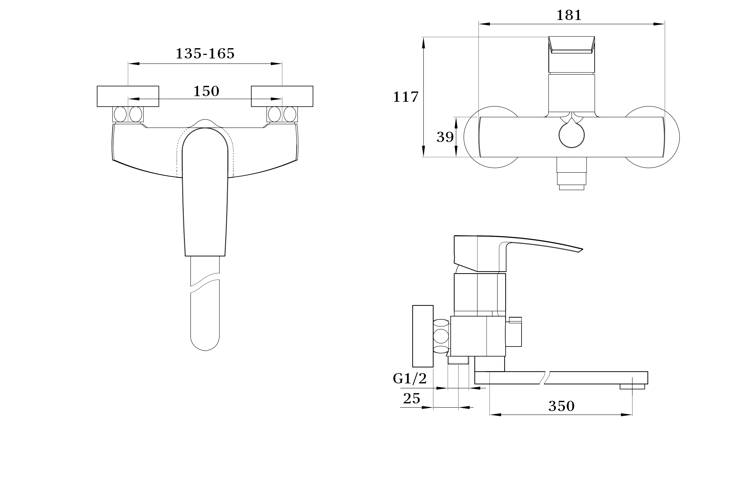 02041 Смеситель однорычажный для ванны "GANZER"  (8/1шт) Л/К