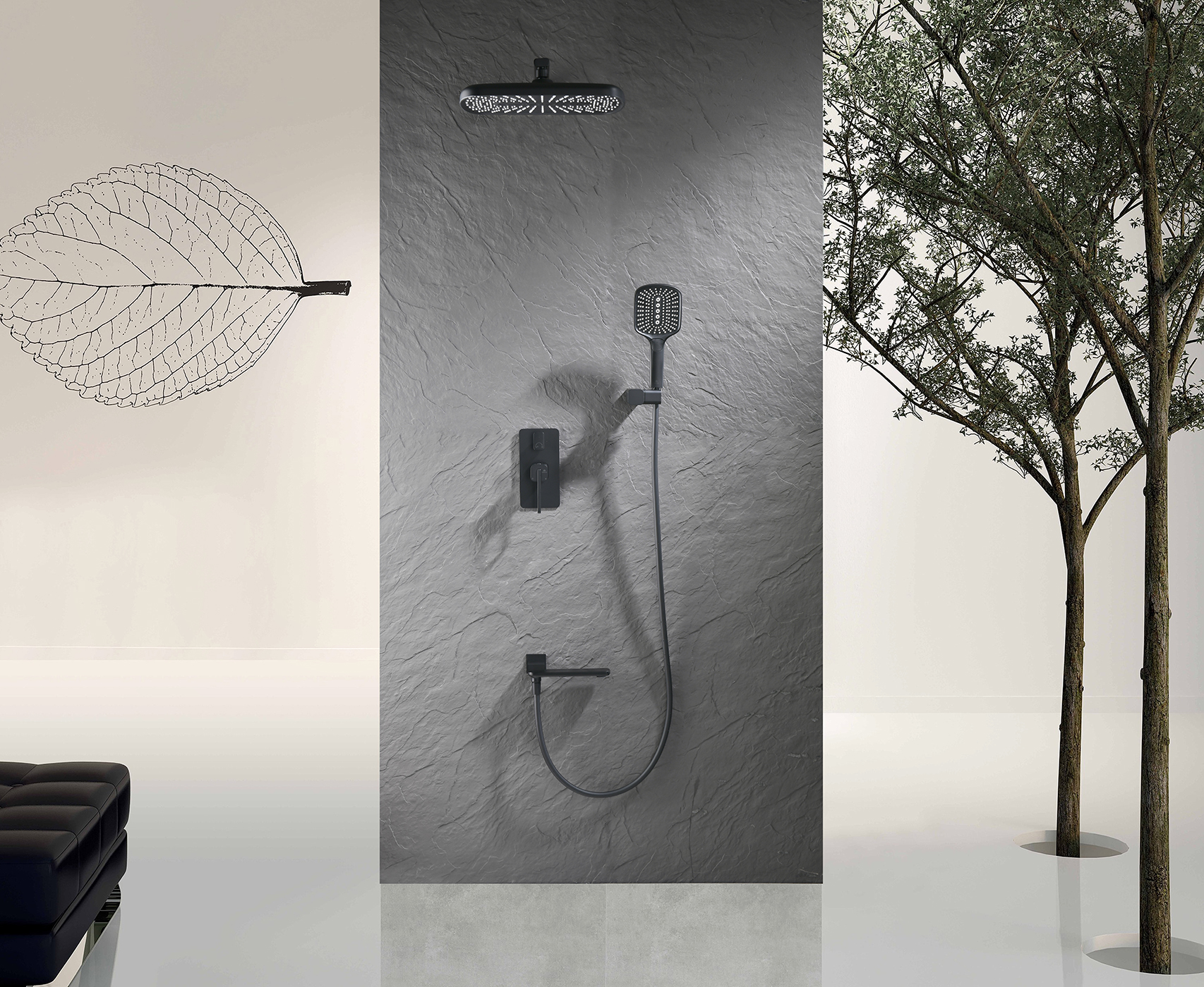 12165-C Смеситель встраиваемый для душа с 3-функ. (ЧЕРНЫЙ) GANZER (6/1шт)