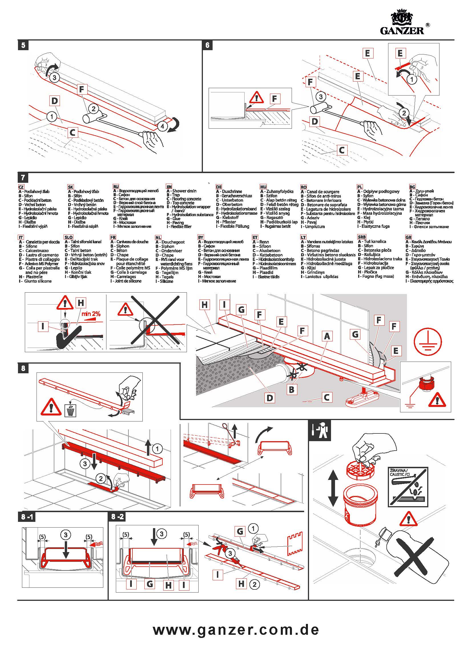 99280-Q Трап универсальный 55х800мм (ГРАФИТ) GANZER  (4/1шт)