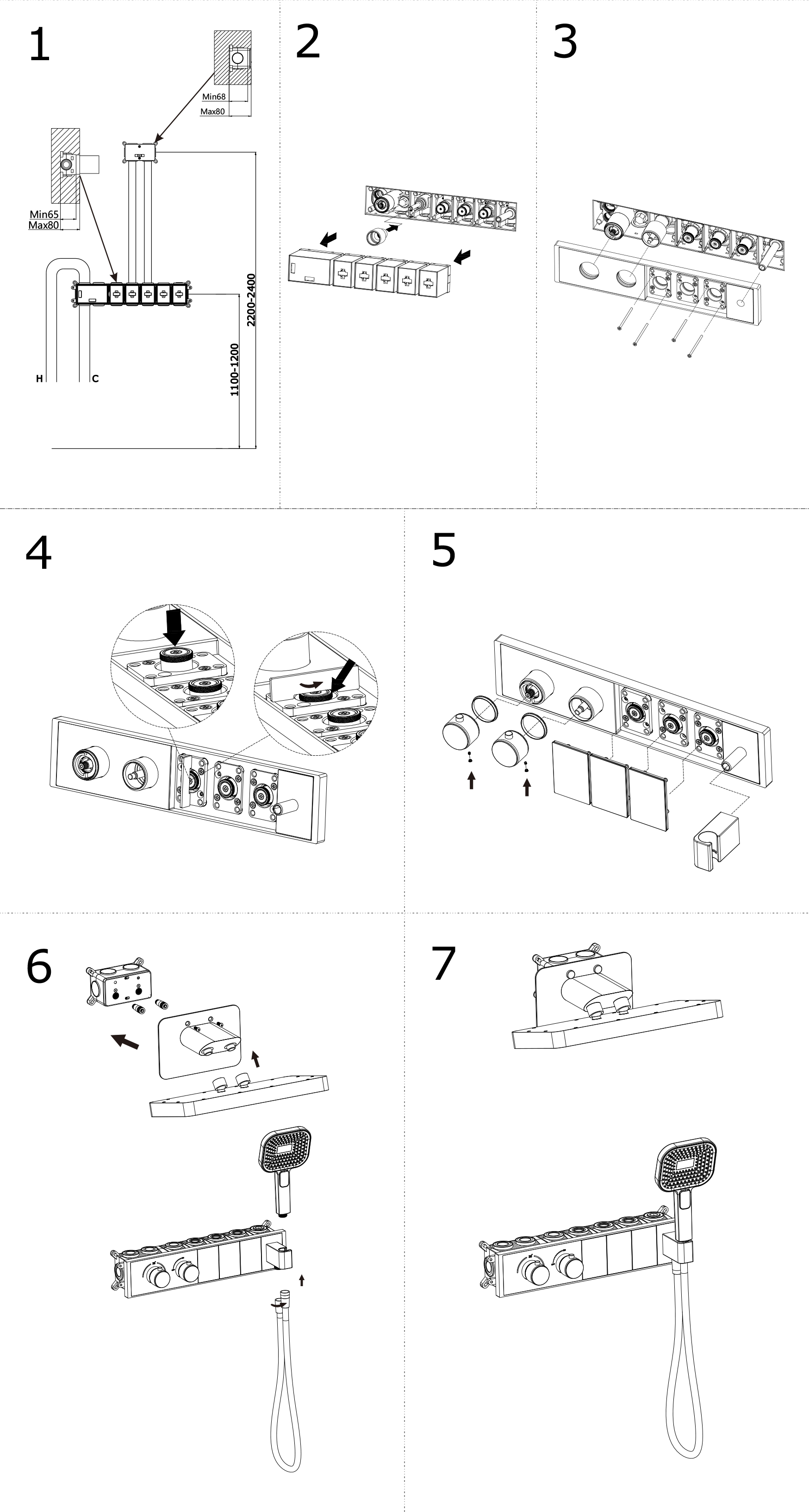 55164-Q Встроенный смес для душа с 2-функ. (ГРАФИТ) GANZER  (2/1шт)