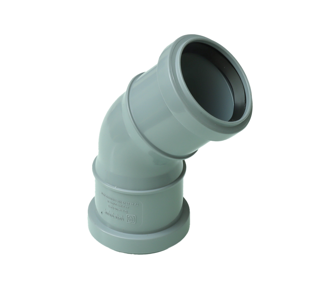 ПВХ Отвод ДВУХРАСТРУБНЫЙ  Ф50х45*  (30/10шт)