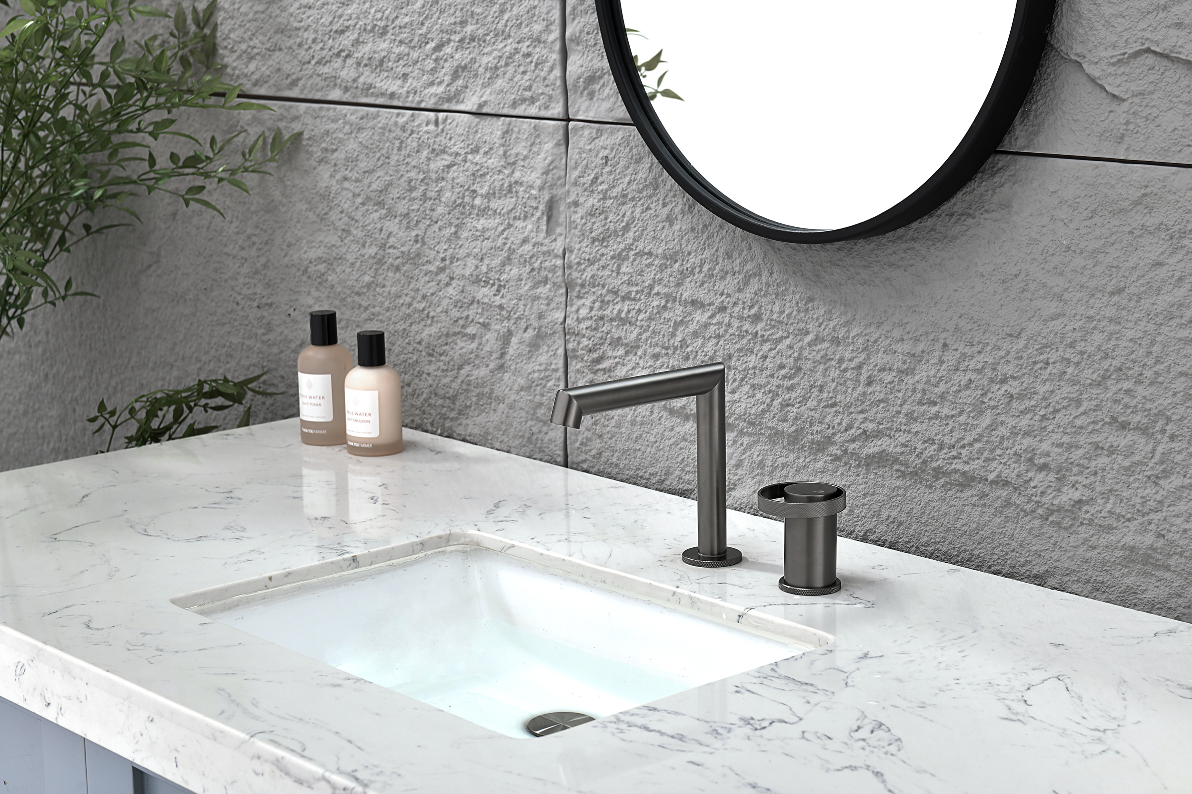 19114-Q Смеситель на борт раковины (2-отв,ГРАФИТ)  GANZER (10/1шт)