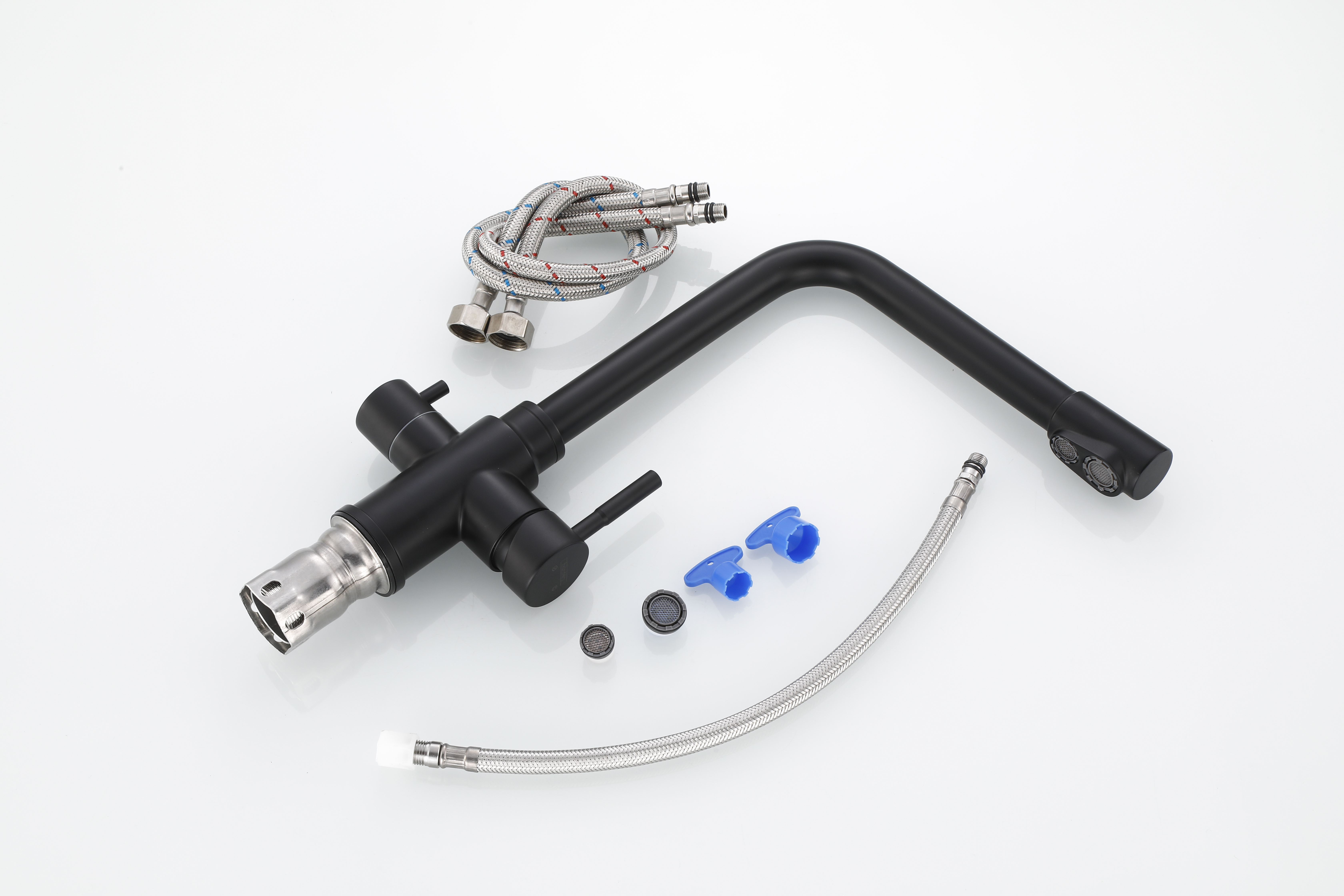 15085-C Смес. из НЕРЖ. для кух. под. фильт (ЧЕРНЫЙ) HANSEN  (20/1шт)