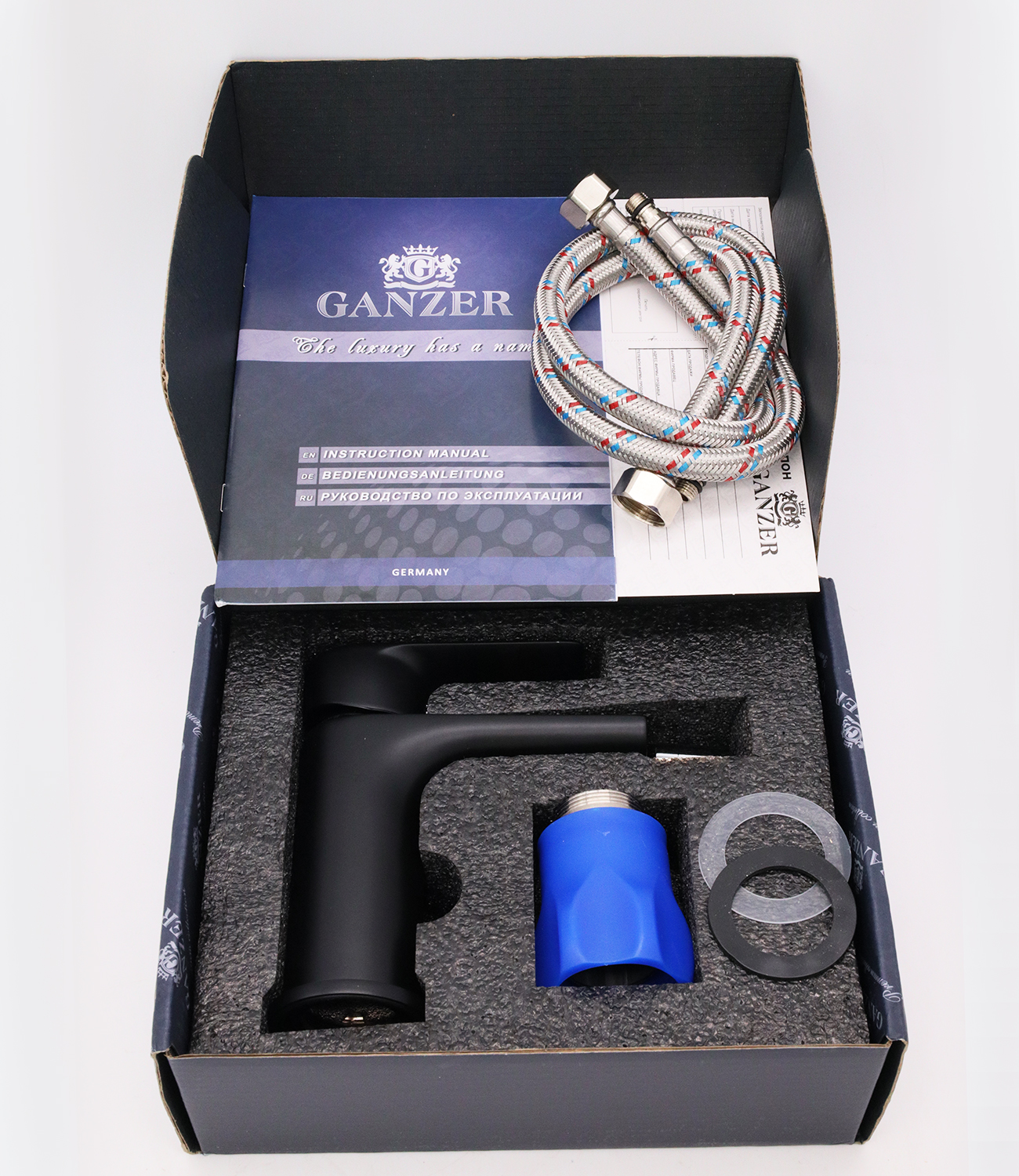 21051-C Смеситель для биде (чер.+хром) "GANZER"  (10/1шт) Л/К