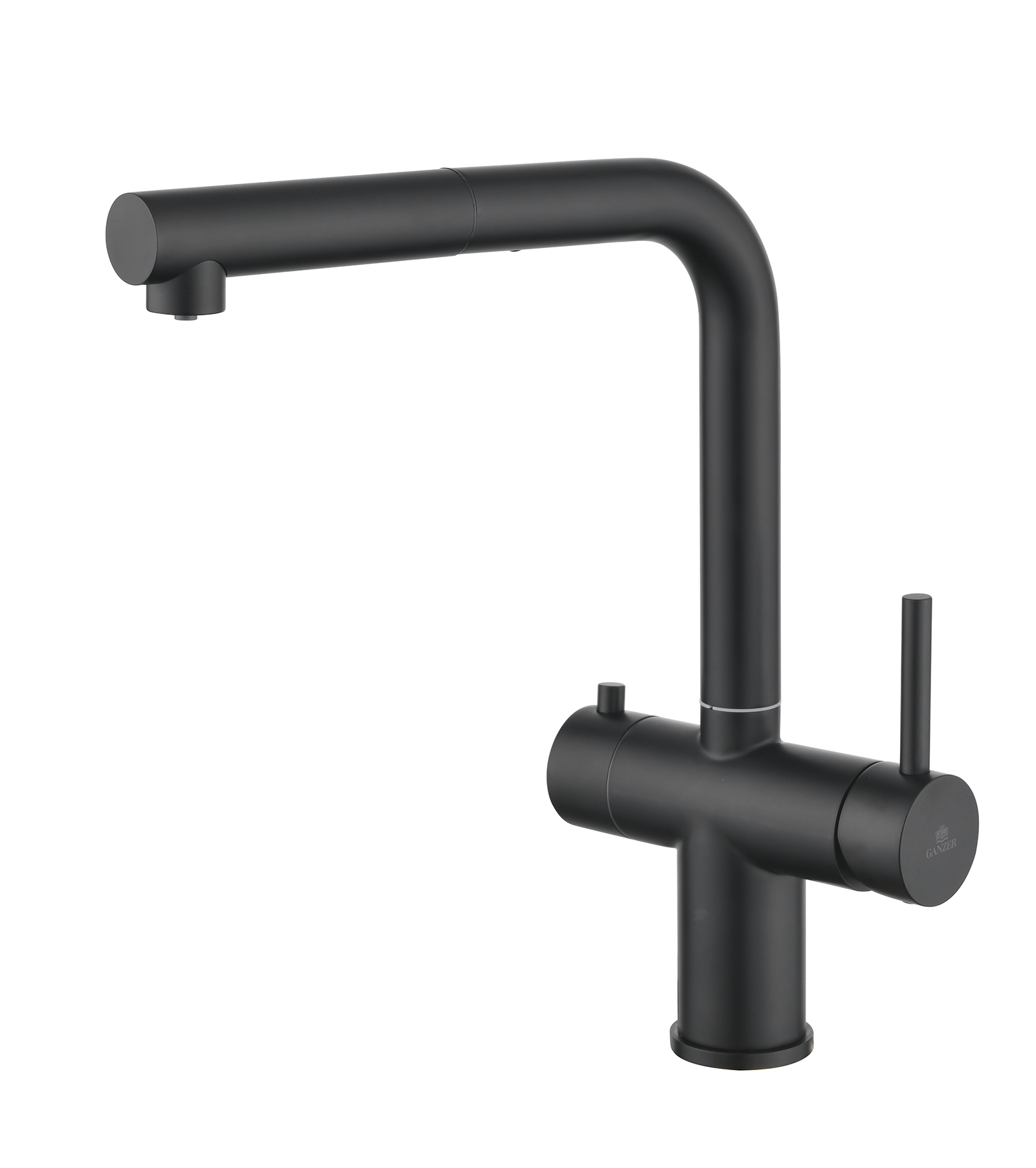 16036-C Смес. од. для кухни с ВЫД. лейкой и подк. ФИЛЬТ. (ЧЕРНЫЙ)  GANZER (10/1шт)