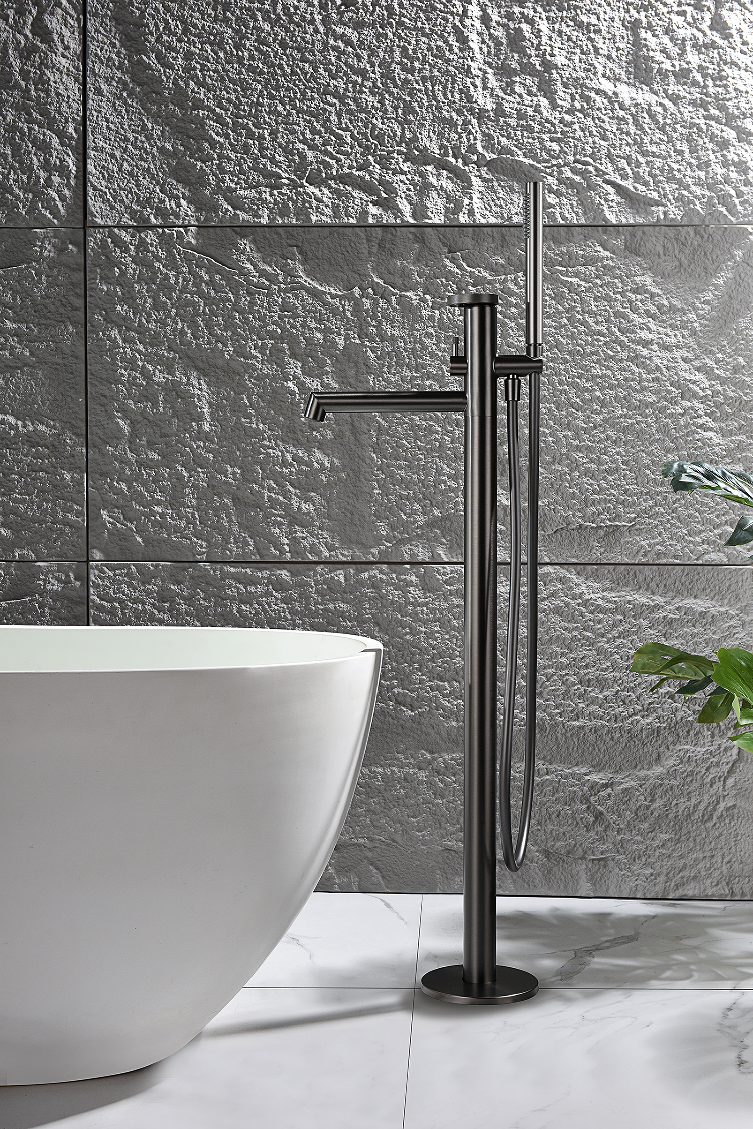 19181-Q Смеситель напольный для ванны (ГРАФИТ) GANZER  (5/1шт)