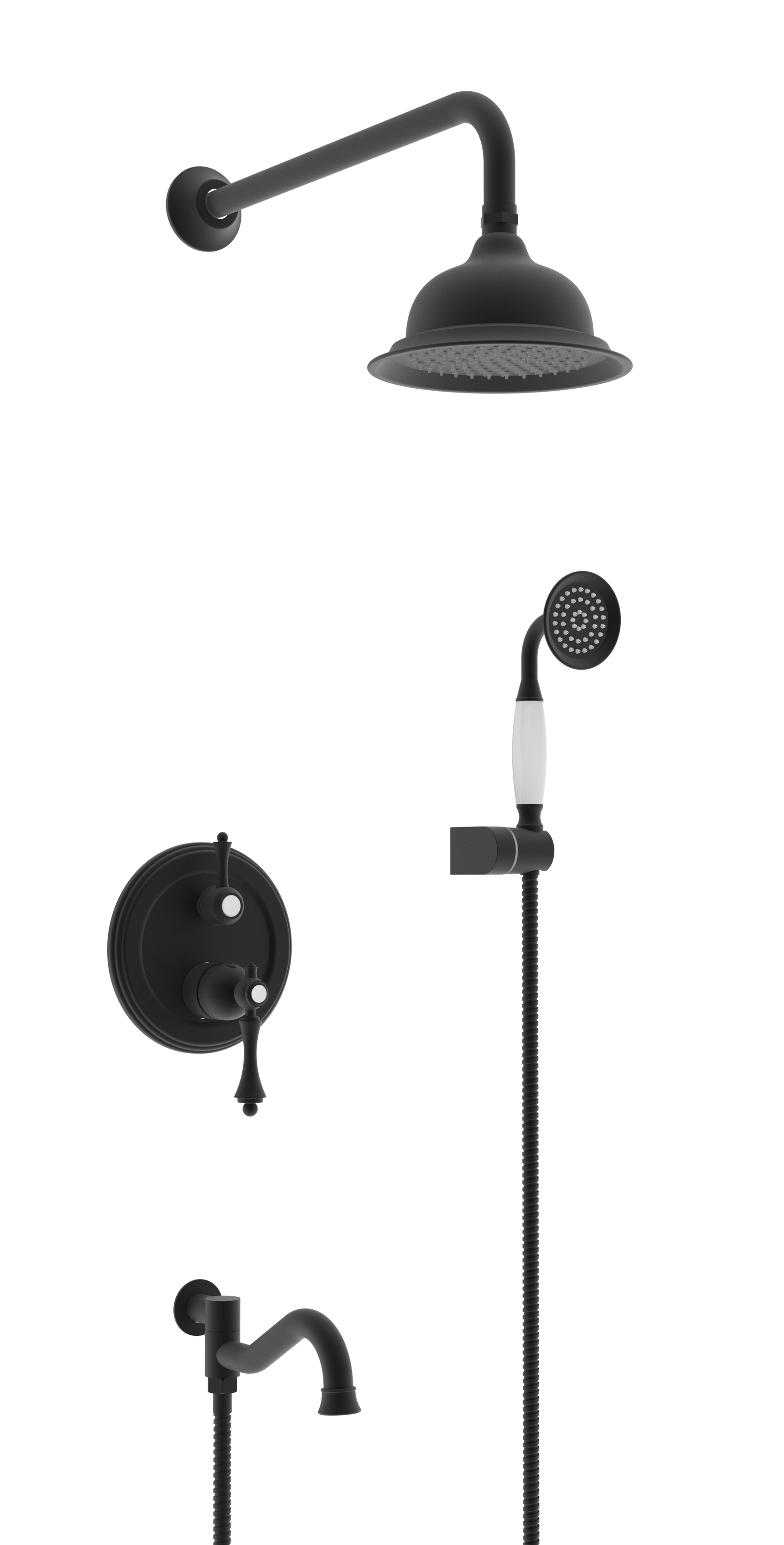 77065-C Встроенный смес для душа с 3-функ. (ЧЕРНЫЙ) "GANZER"  (5/1шт)