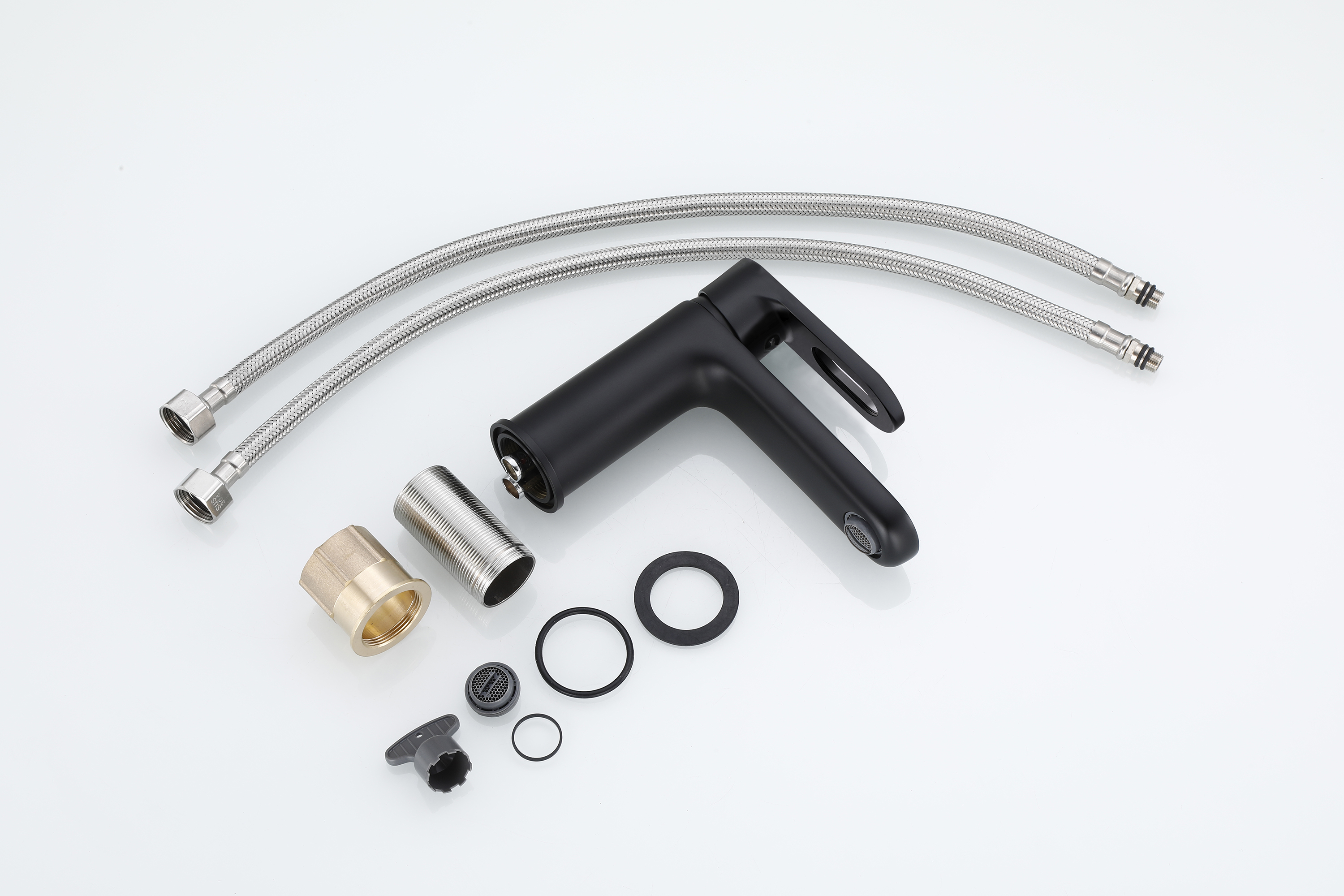 10016-C Смеситель для умывальника (ЧЕРНЫЙ) HANSEN  (10/1шт)