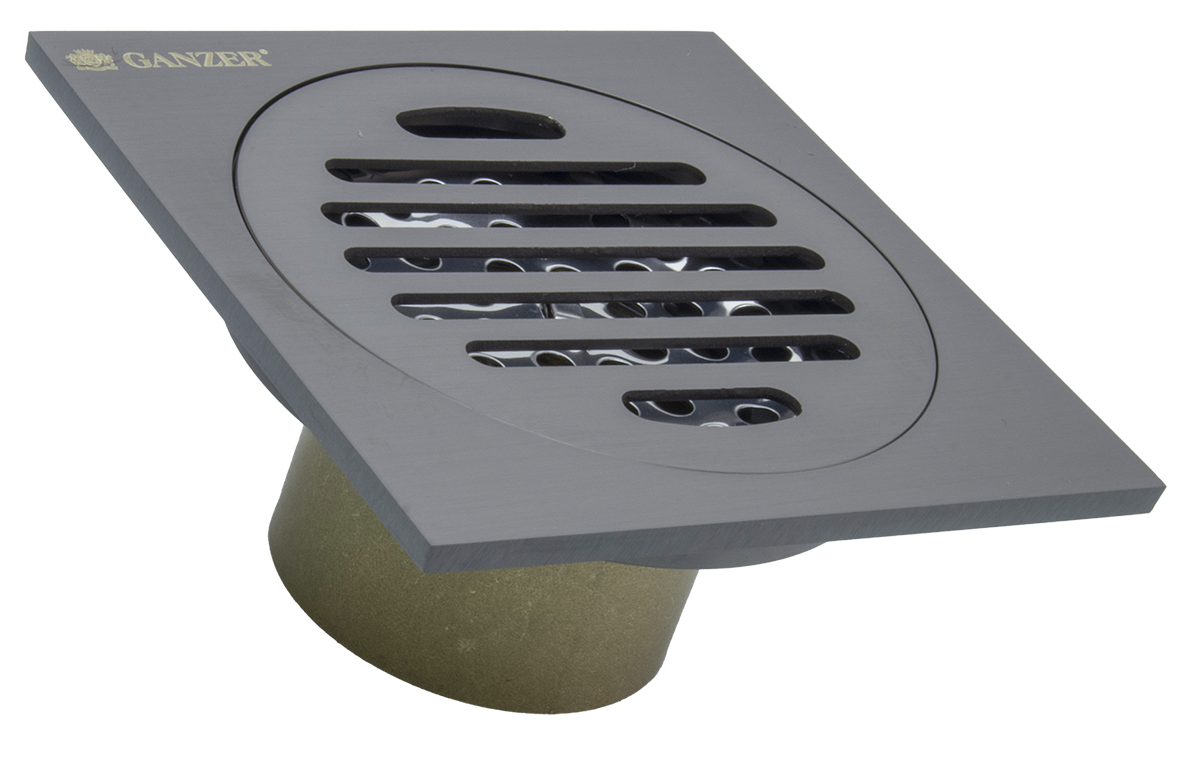 Трап прямой 10 х 10  (ГРАФИТ)  GANZER  (60/1шт)