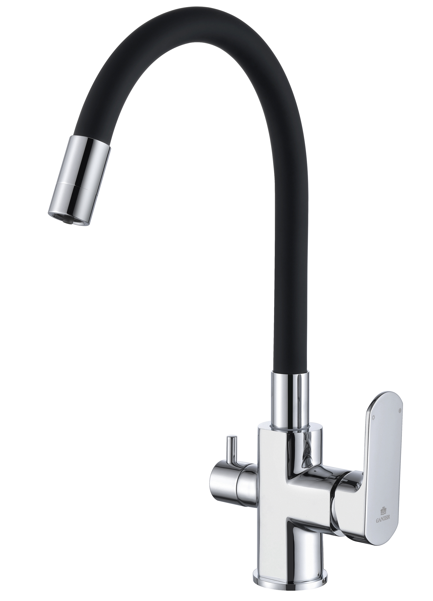 06127 Смеситель для кухни с гиб. изл. и под. фильтра (ХРОМ) GANZER (10/1шт)