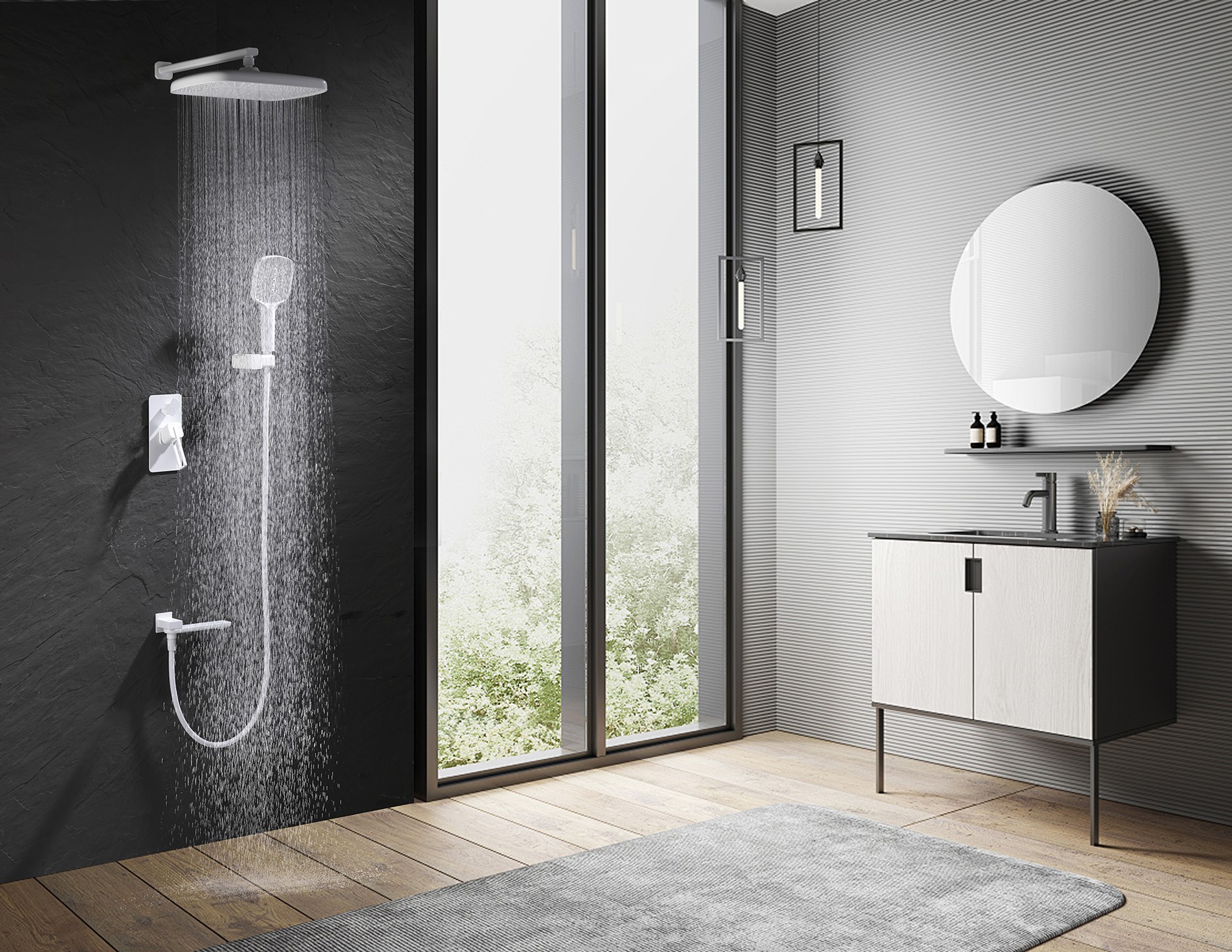 12165-F Смеситель встраиваемый для душа с 3-функ. (БЕЛЫЙ) GANZER (6/1шт)