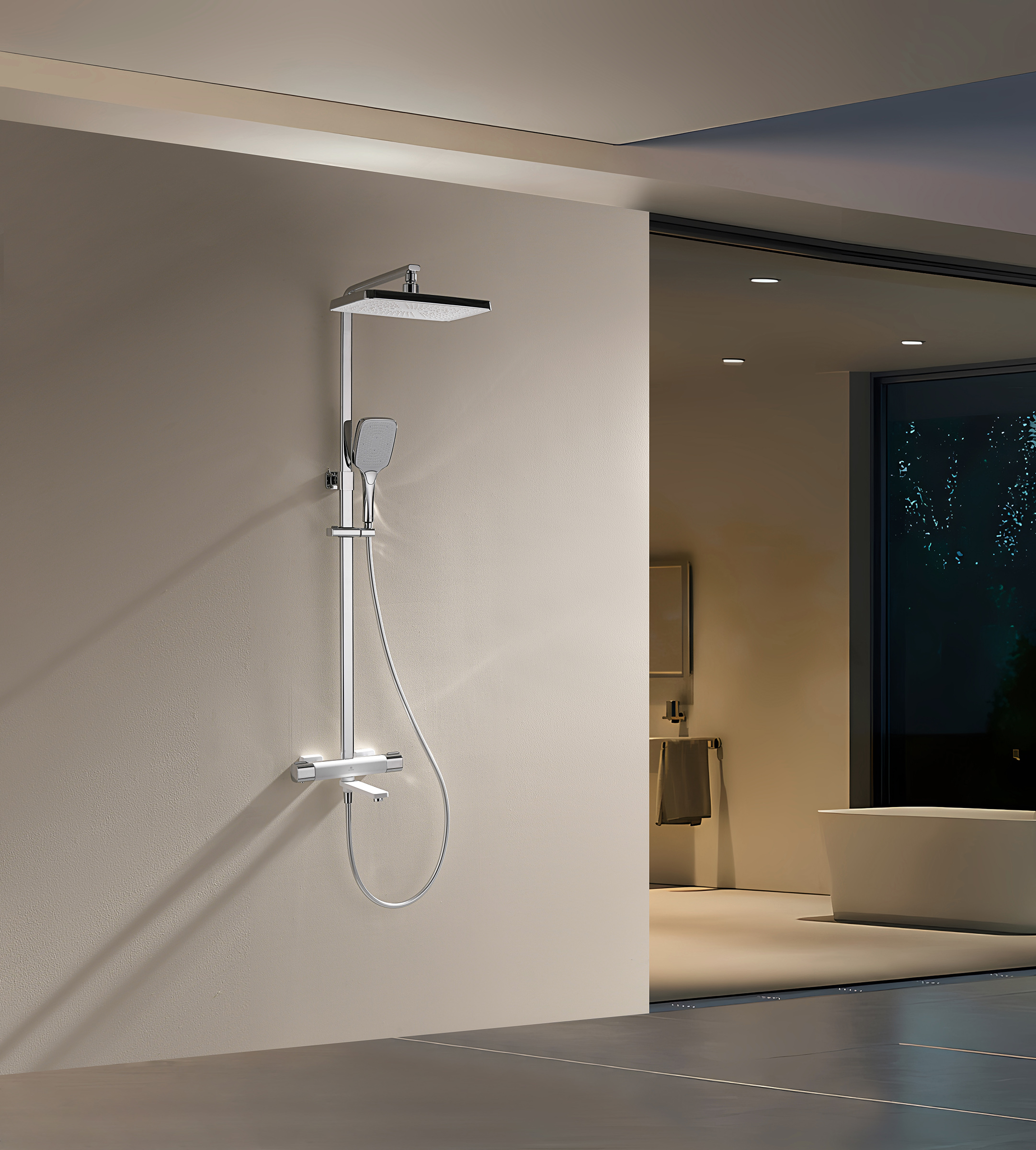 12071-F Душевая система с термостатом (БЕЛЫЙ) GANZER (5/1шт)