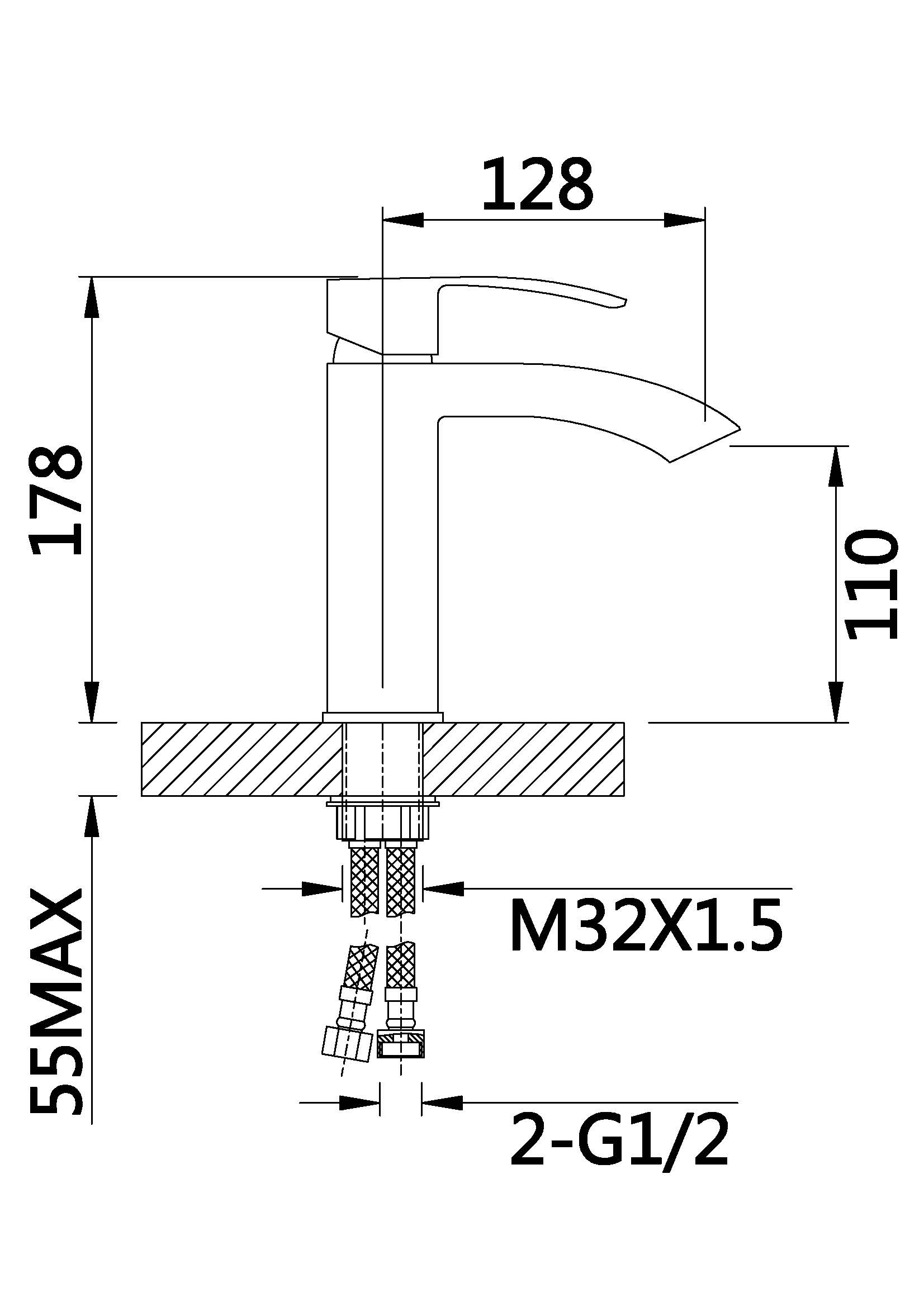 10044-C Смес. од. из НЕРЖ. для рак. (ЧЕРНЫЙ) HANSEN  (10/1шт)