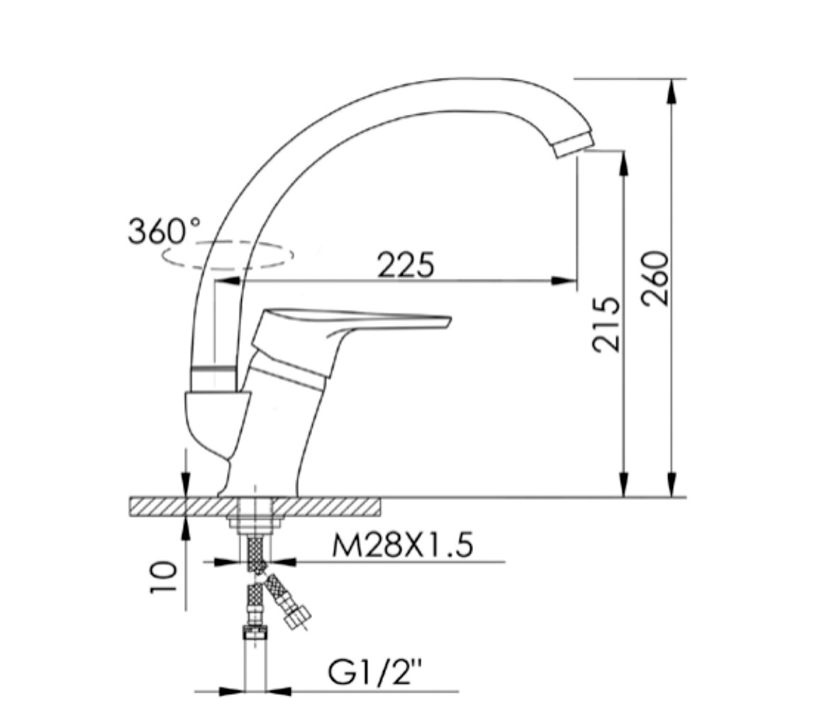 59023-P Смеситель для кухни (ГРАФИТ) HANSEN  (10/1шт)