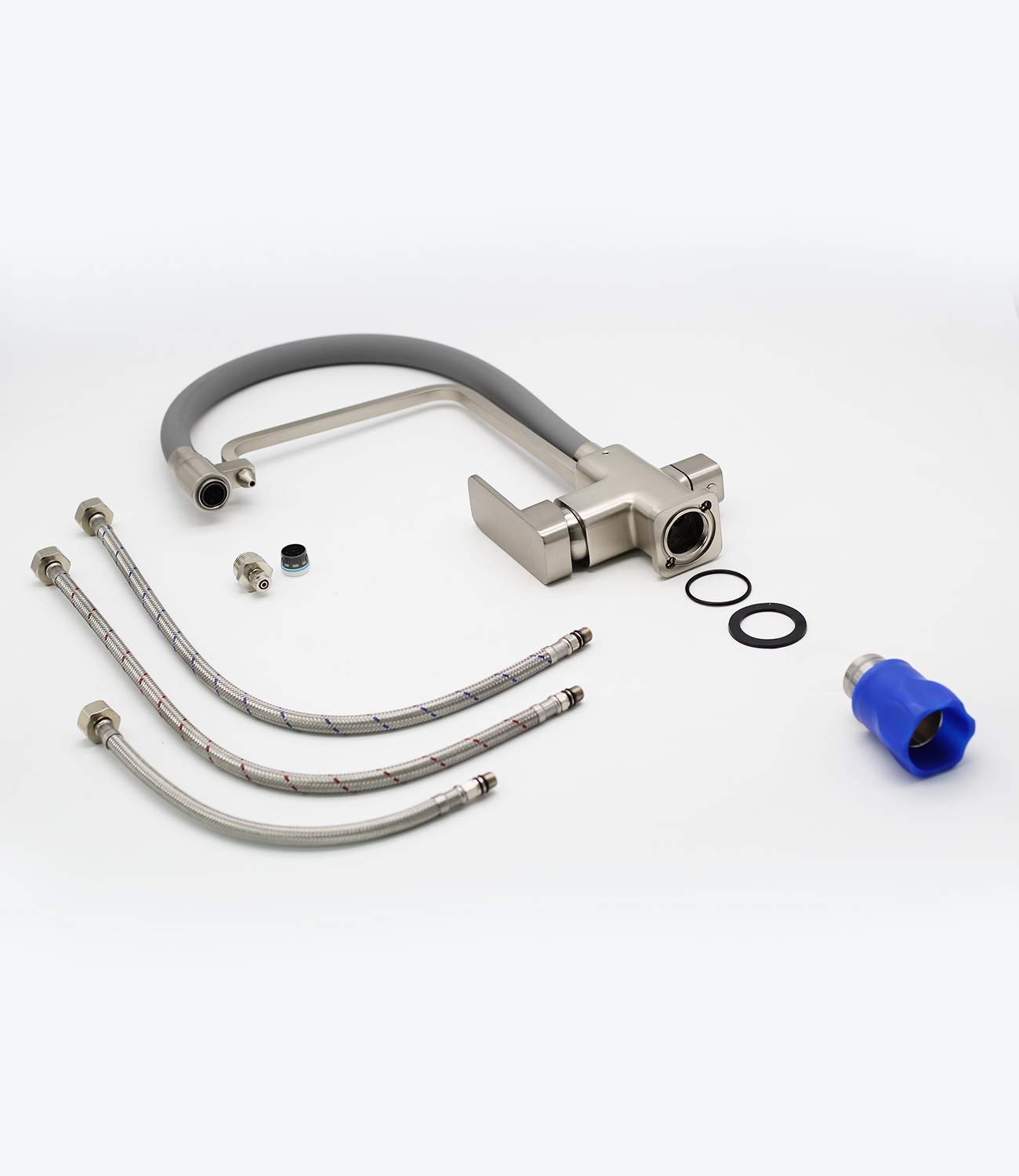 12126-GH Смес. для кухни с гибким шлангом и под фильтр (сат.сер.)  GANZER (10/1шт) Л/К