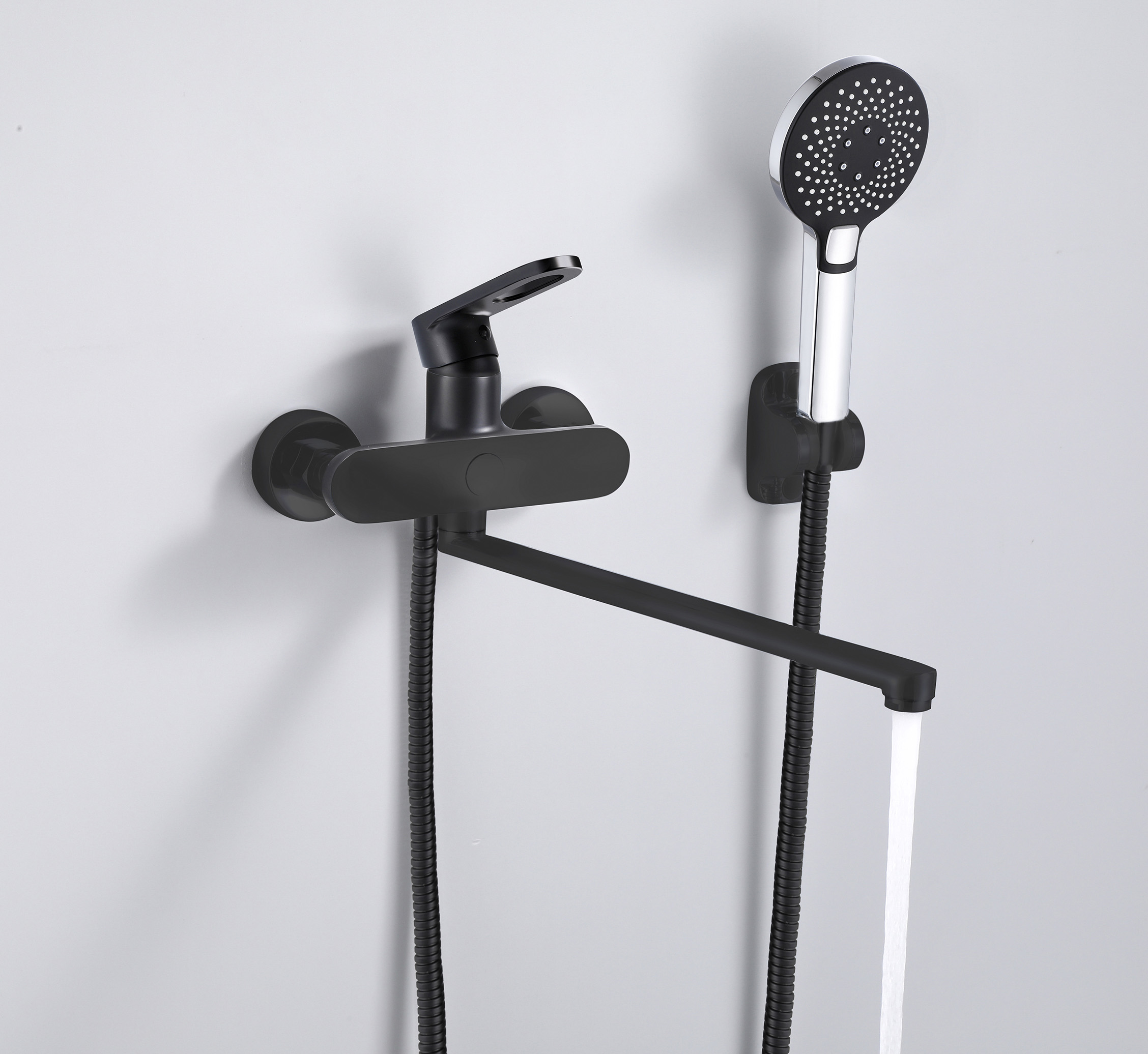 22016-C Смеситель для ванны (черный) HANSEN  (10/1шт)