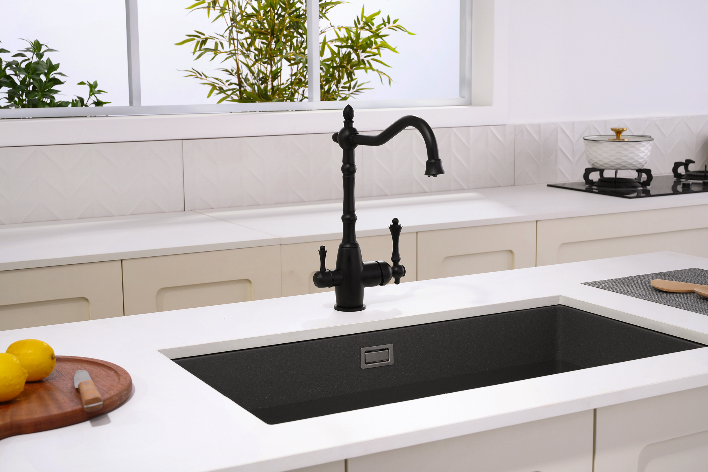 77122-C Смеситель для кухни с под. филь. (ЧЕРНЫЙ) GANZER  (10/1шт)