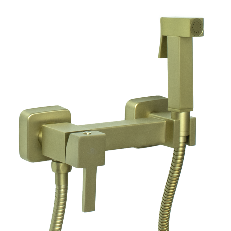 12201-S Set Смеситель для гиг. душа КВАДРАТ (МАТ. ЗОЛОТО)  GANZER  (10/1шт)