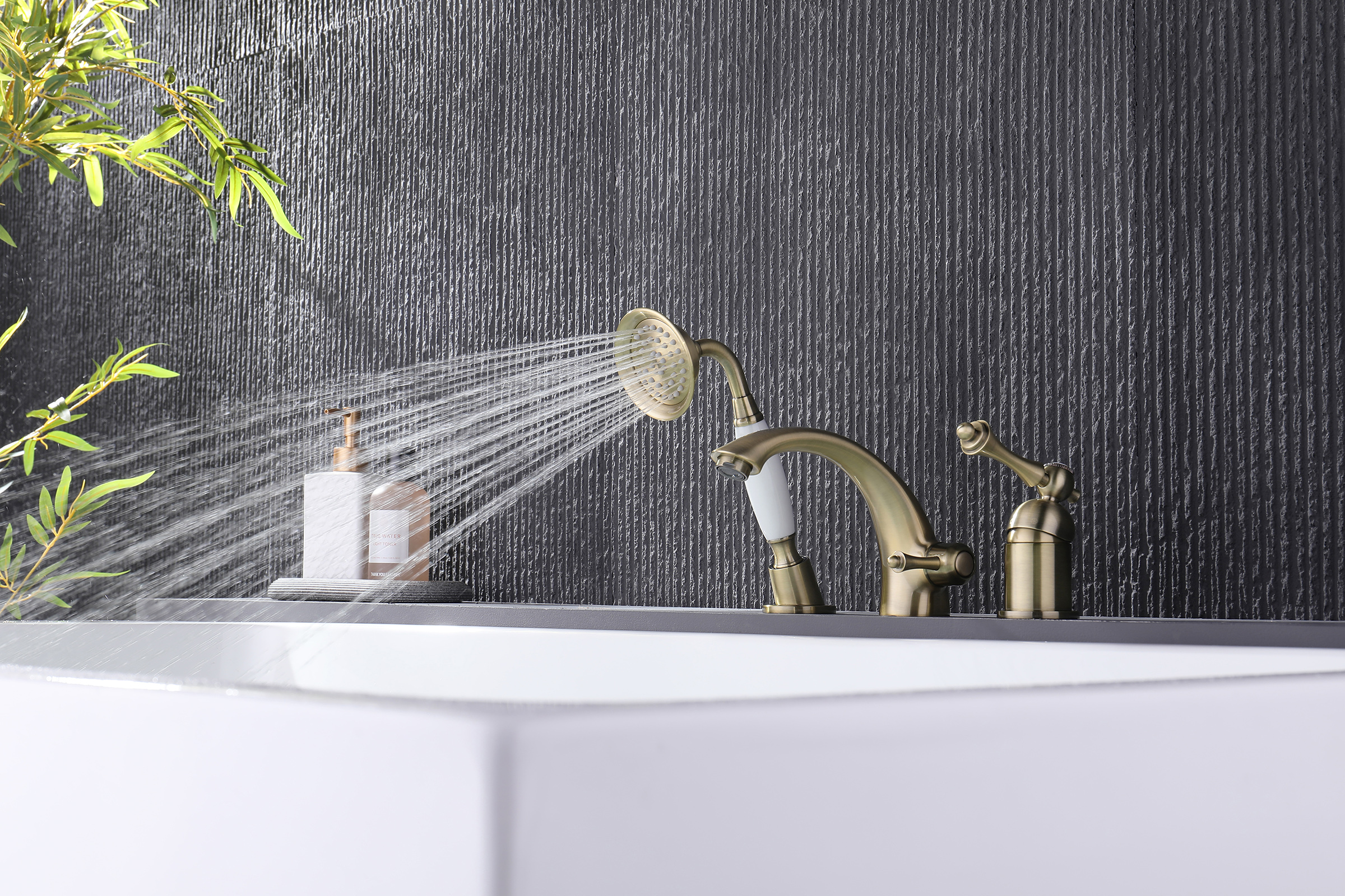 77133-D Смеситель на борт ванны (3-отв,БРОНЗА)  GANZER (8/1шт)