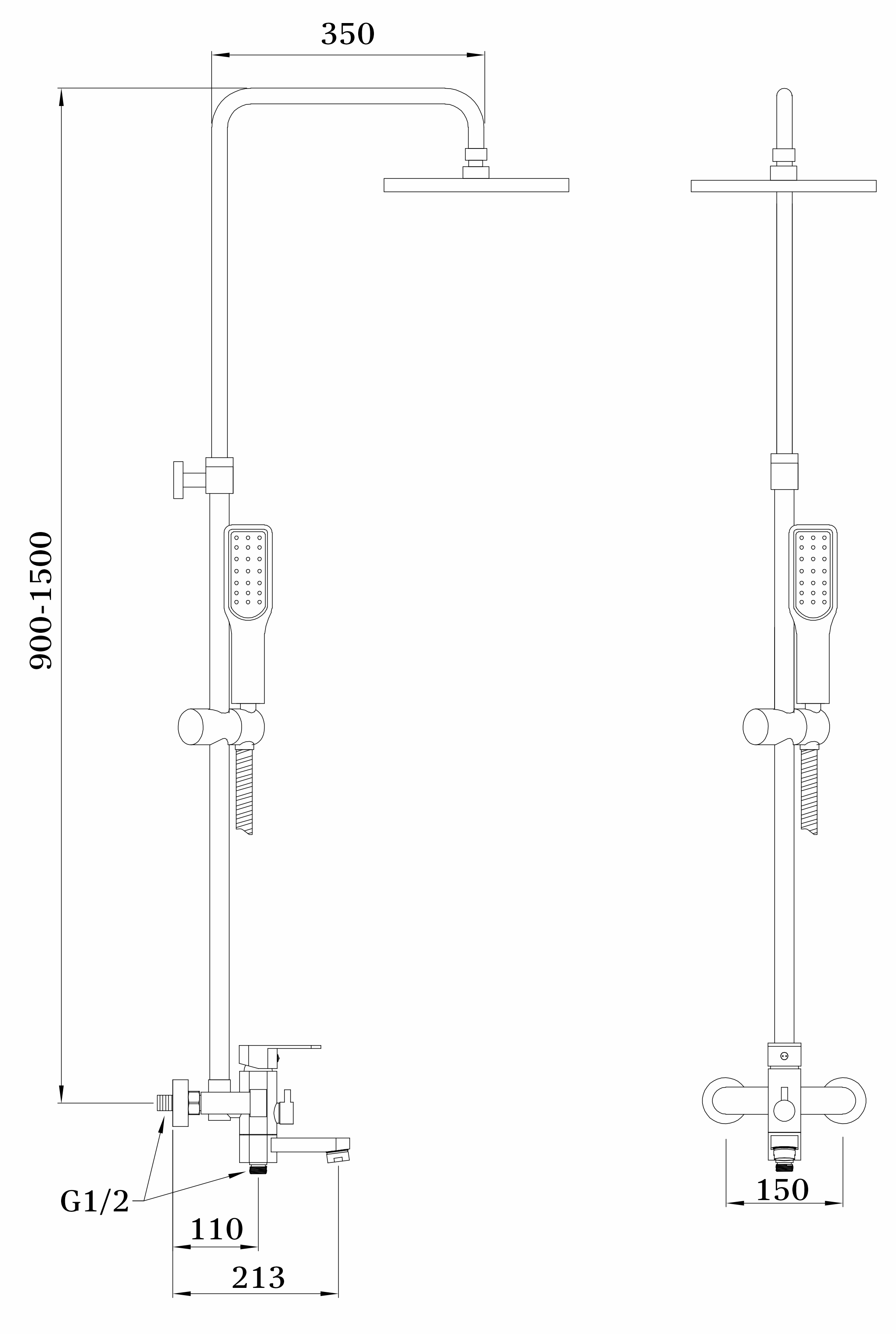 06061-Е Душевой релинг ЗОЛОТО   GANZER  (4/1шт)