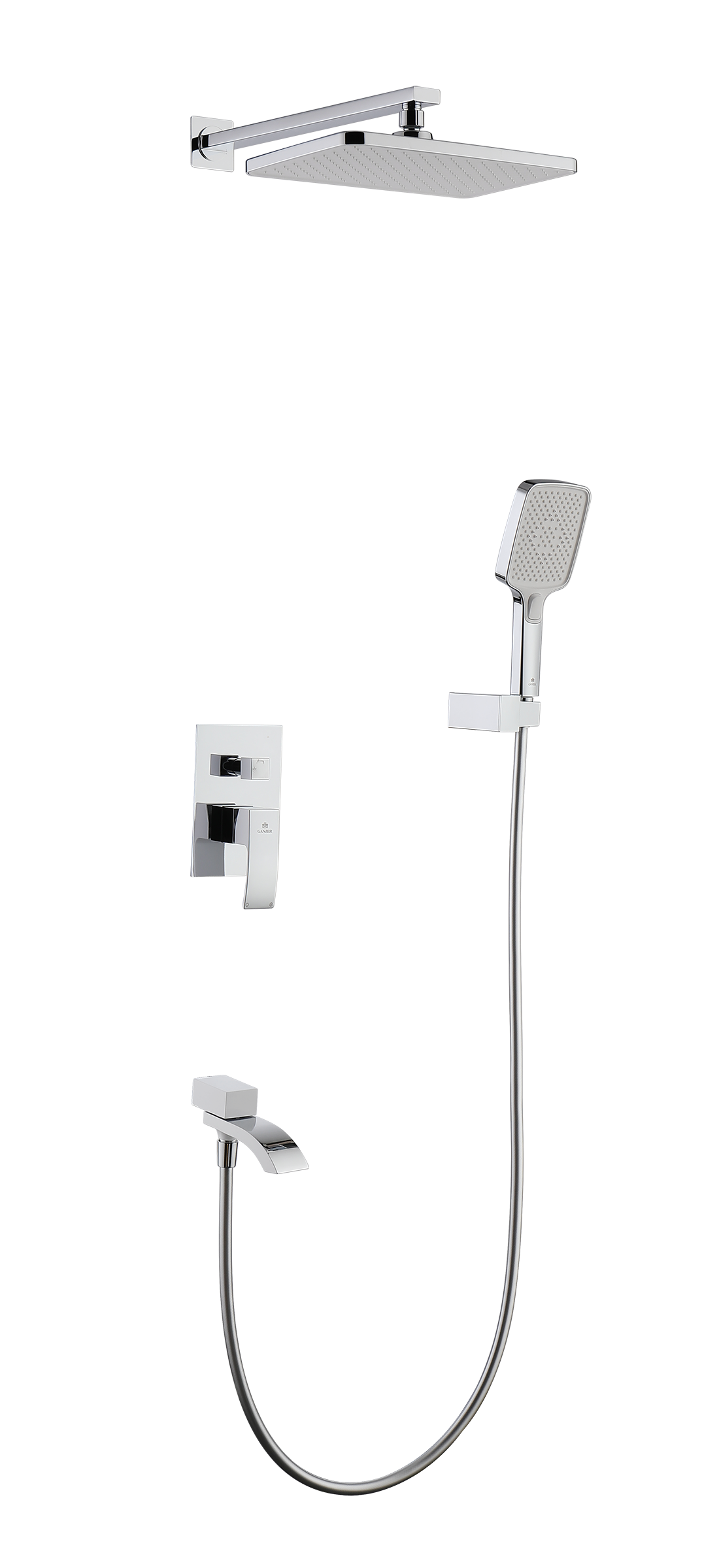 44165-F Смеситель встраиваемый для душа с 3-функ. (Белый/Хром) GANZER (6/1шт)