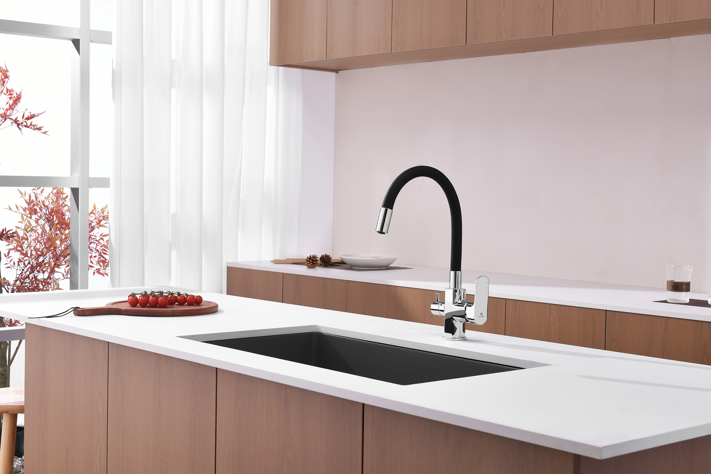 06127 Смеситель для кухни с гиб. изл. и под. фильтра (ХРОМ) GANZER (10/1шт)