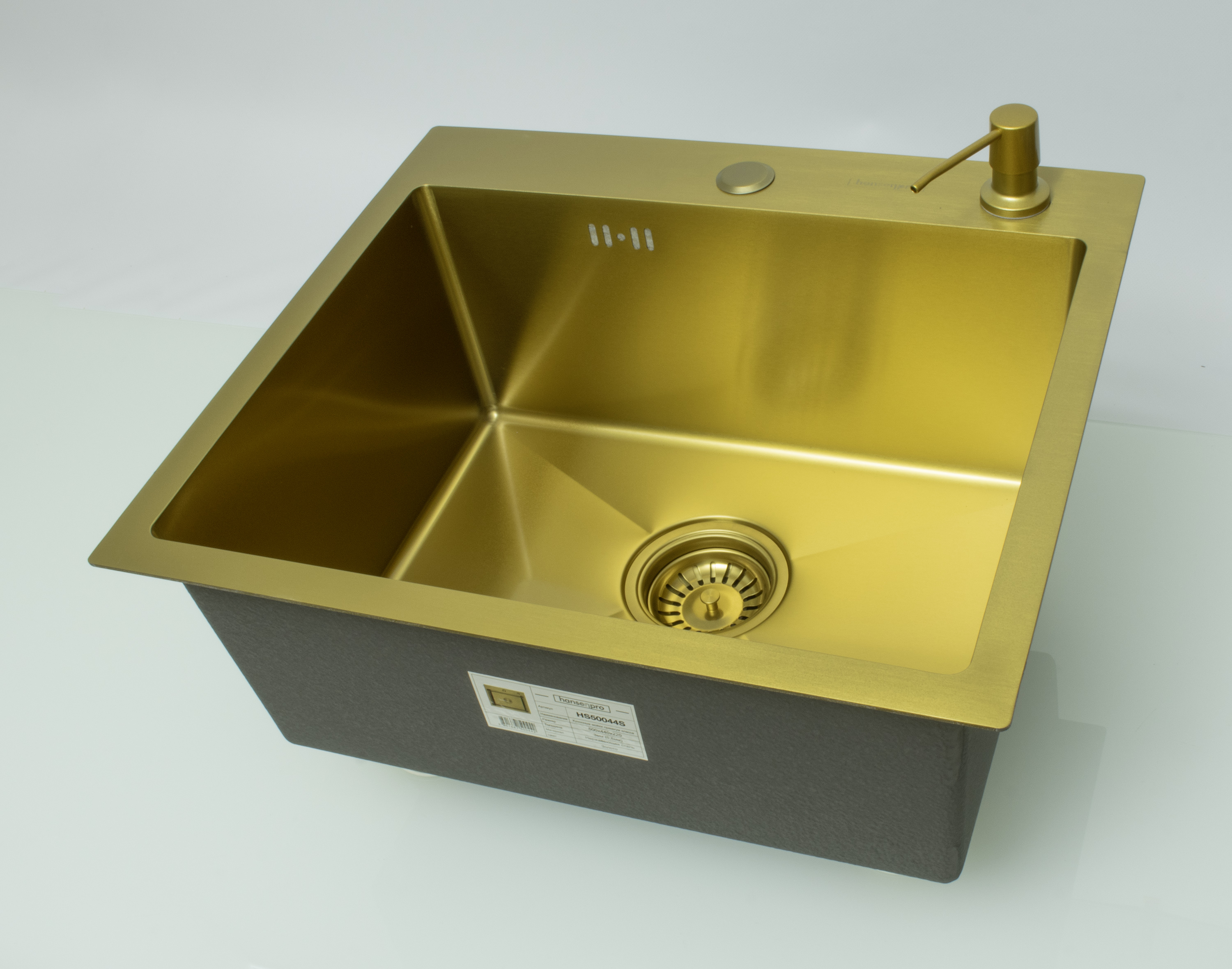 Мойка НЕРЖ  58х48  (МАТ. ЗОЛОТО) с дозатором HANSEN  (1шт)