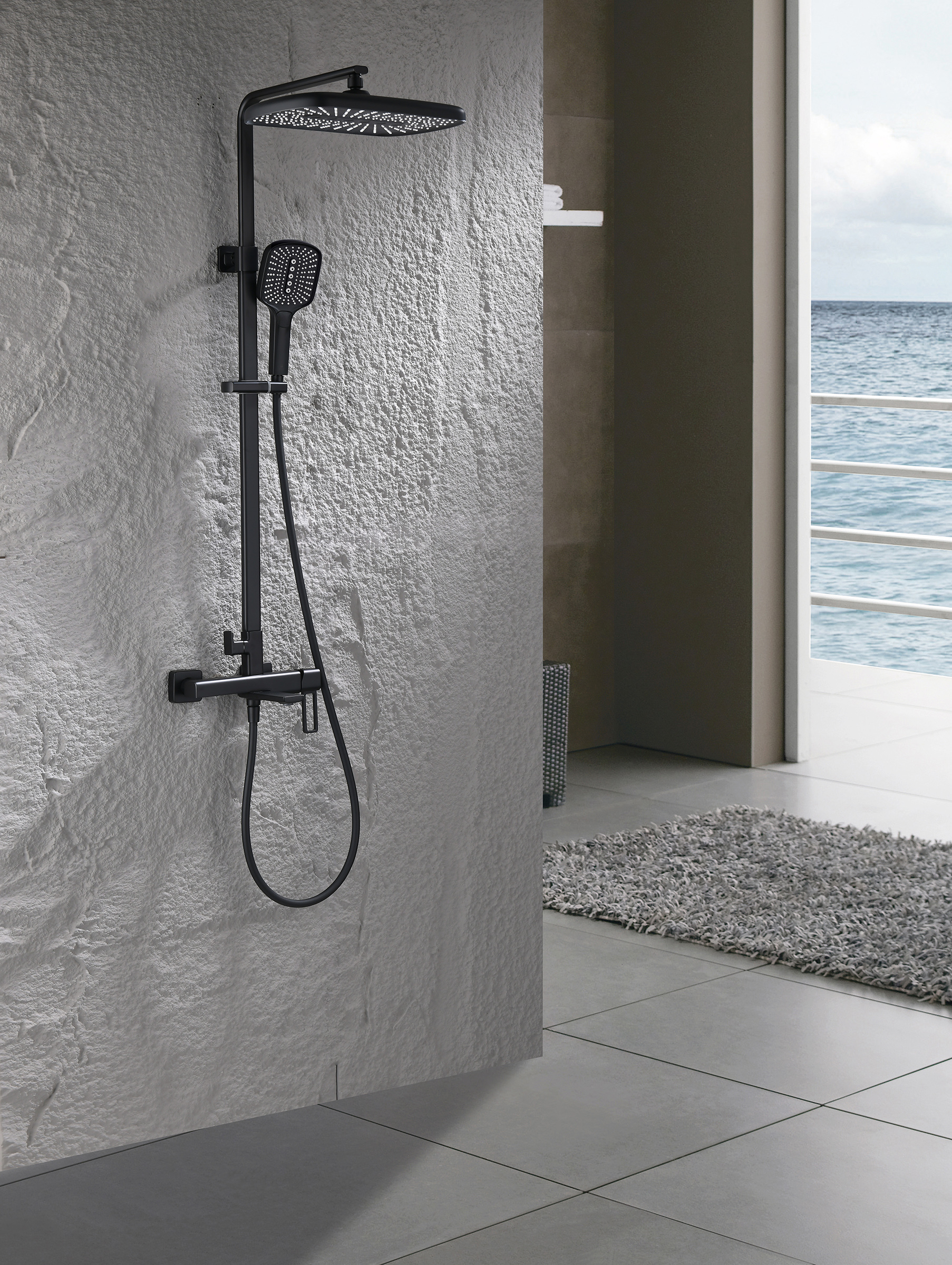 12163-C Душевая система (ЧЕРНЫЙ) GANZER (5/1шт)