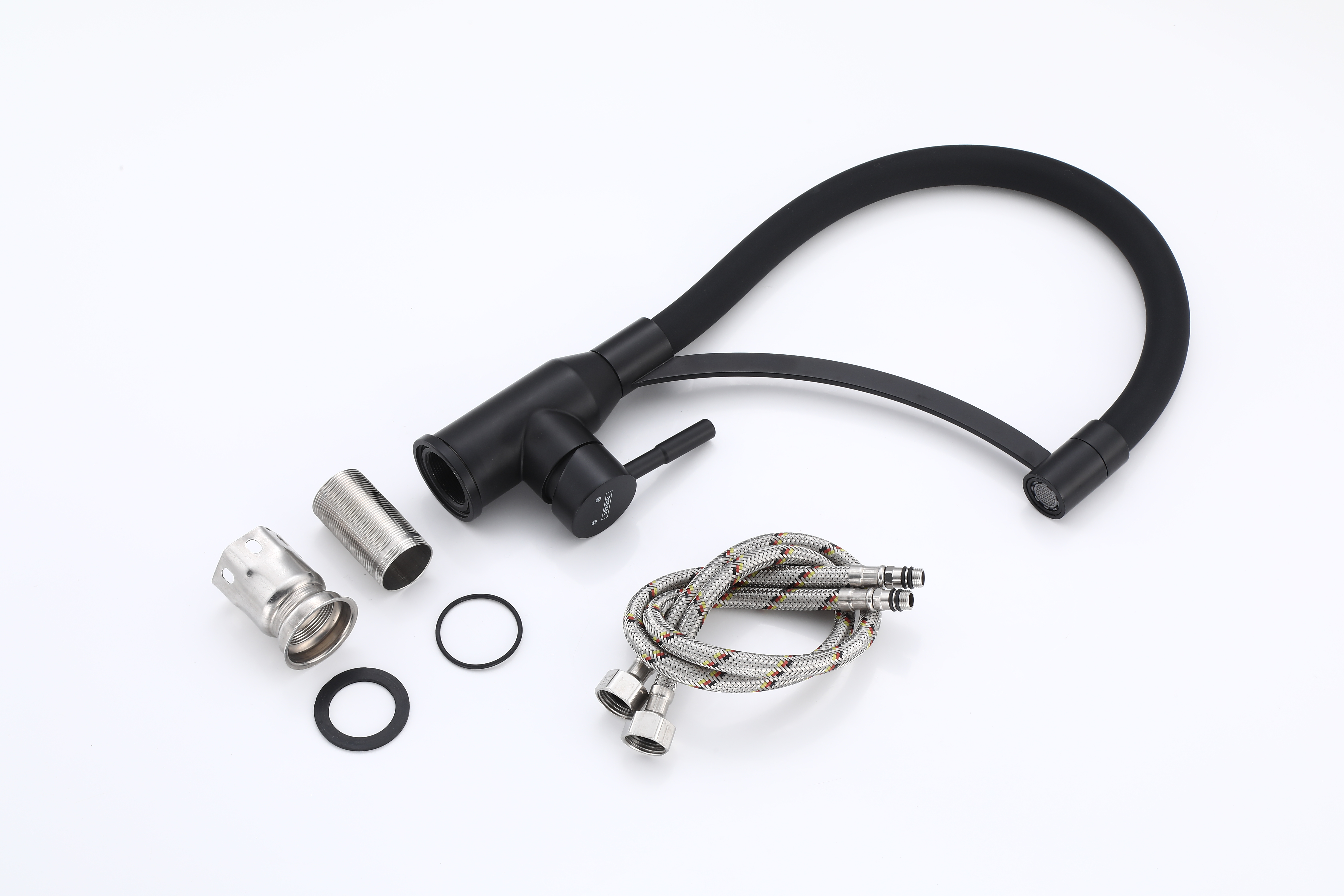 56043-CC Смес. из НЕРЖ. для кух. (ЧЕРНЫЙ с гиб. ЧЕР. изл.) HANSEN  (20/1шт)