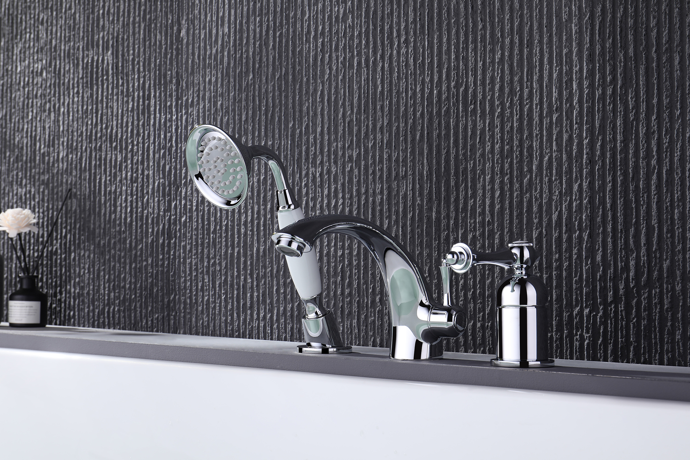 77133 Смеситель на борт ванны (3-отв,ХРОМ)  GANZER (8/1шт)