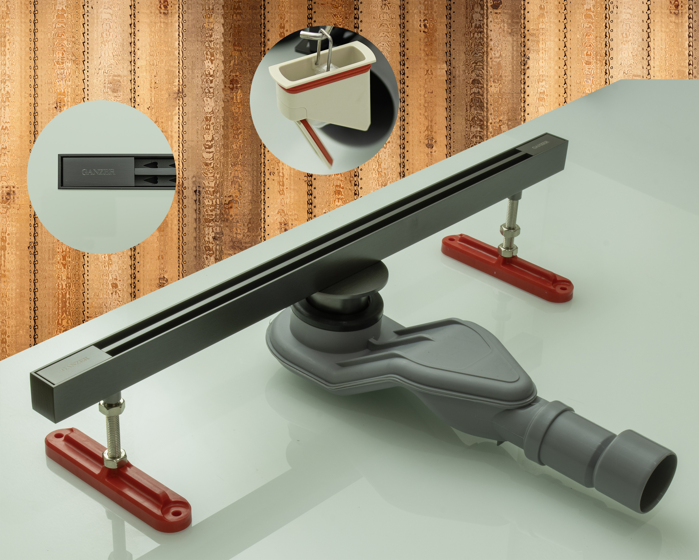 99170-Q Трап щелевой 25х700мм (ГРАФИТ) GANZER  (4/1шт)